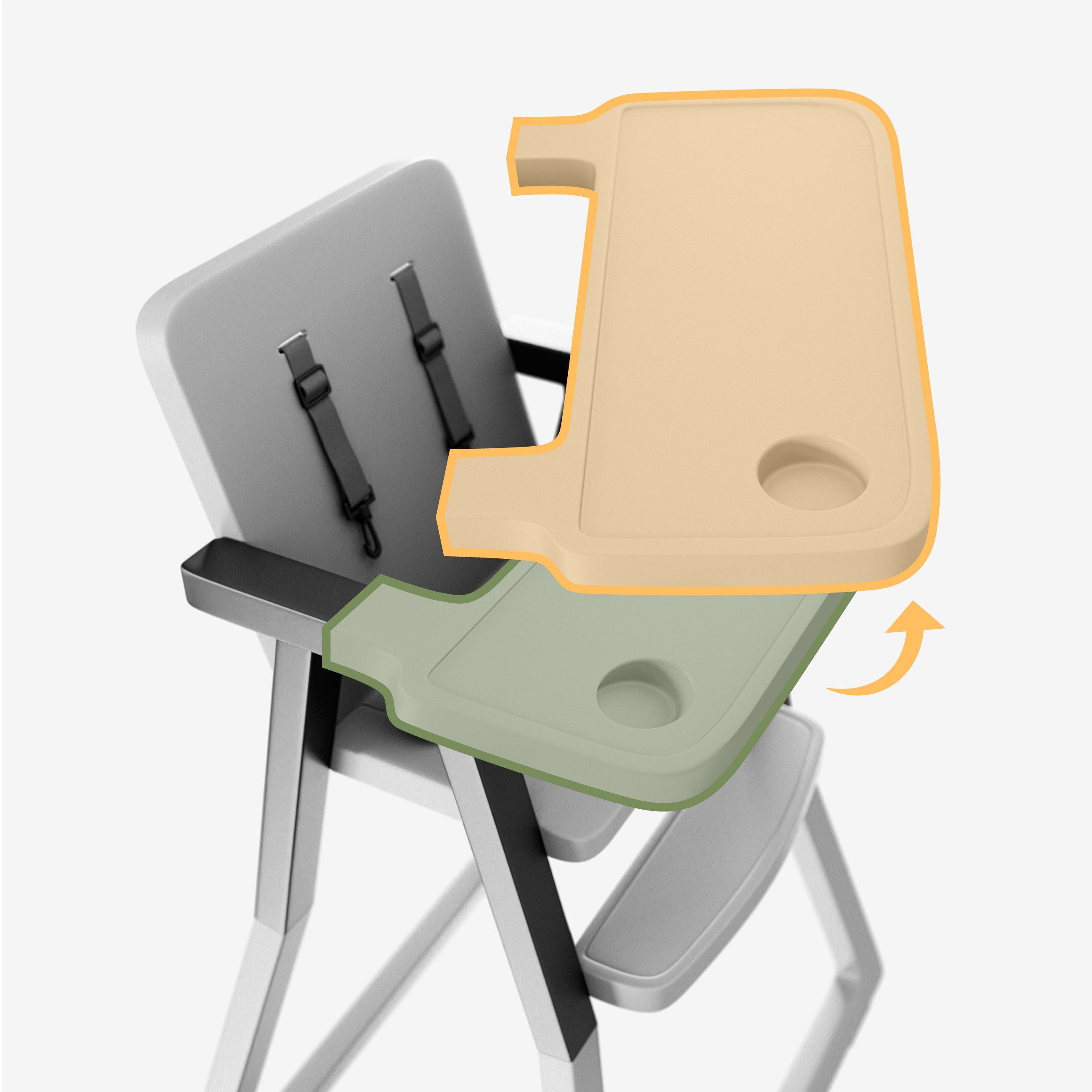 Tulano Morsel 25 Grau-Schwarzer Kunststoff-Hochstuhl 