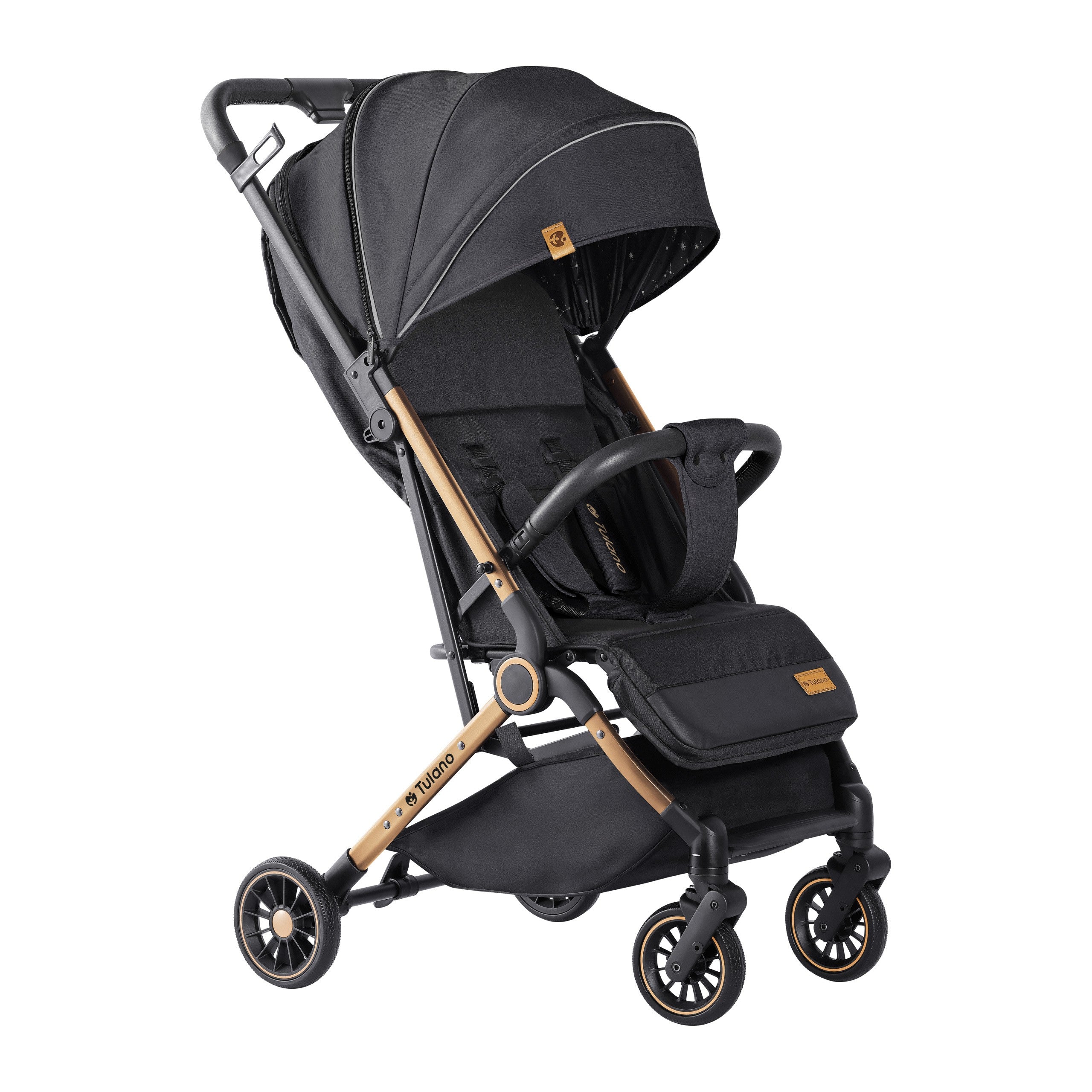 Tulano Milan Gold-Schwarz Faltbarer Kinderwagen, 22 kg 