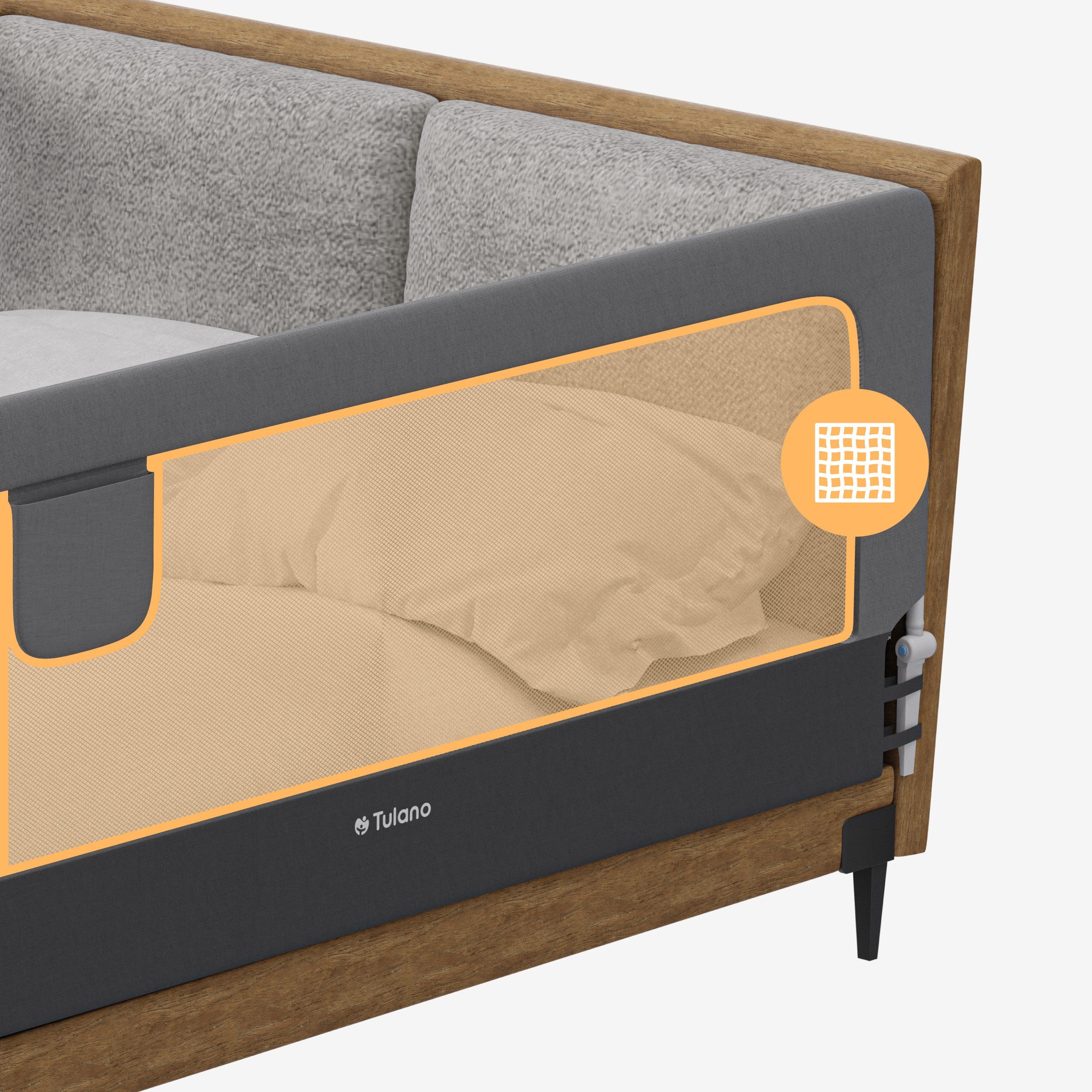 Bettschutzgitter Tulano Cover 30 Grau 200cm 