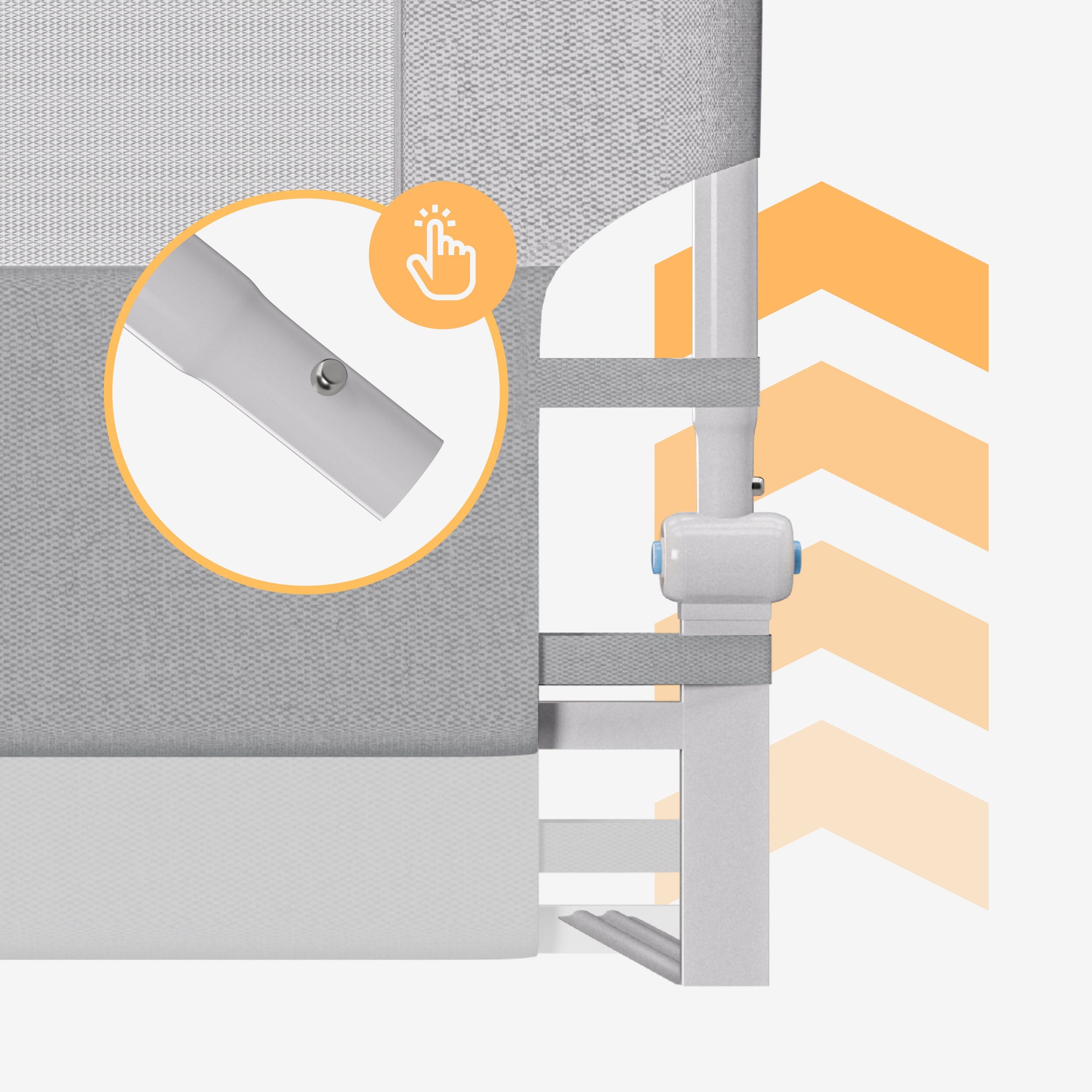 Bettschutzgitter Tulano Cover 30 Weiß-Grau 200 cm 