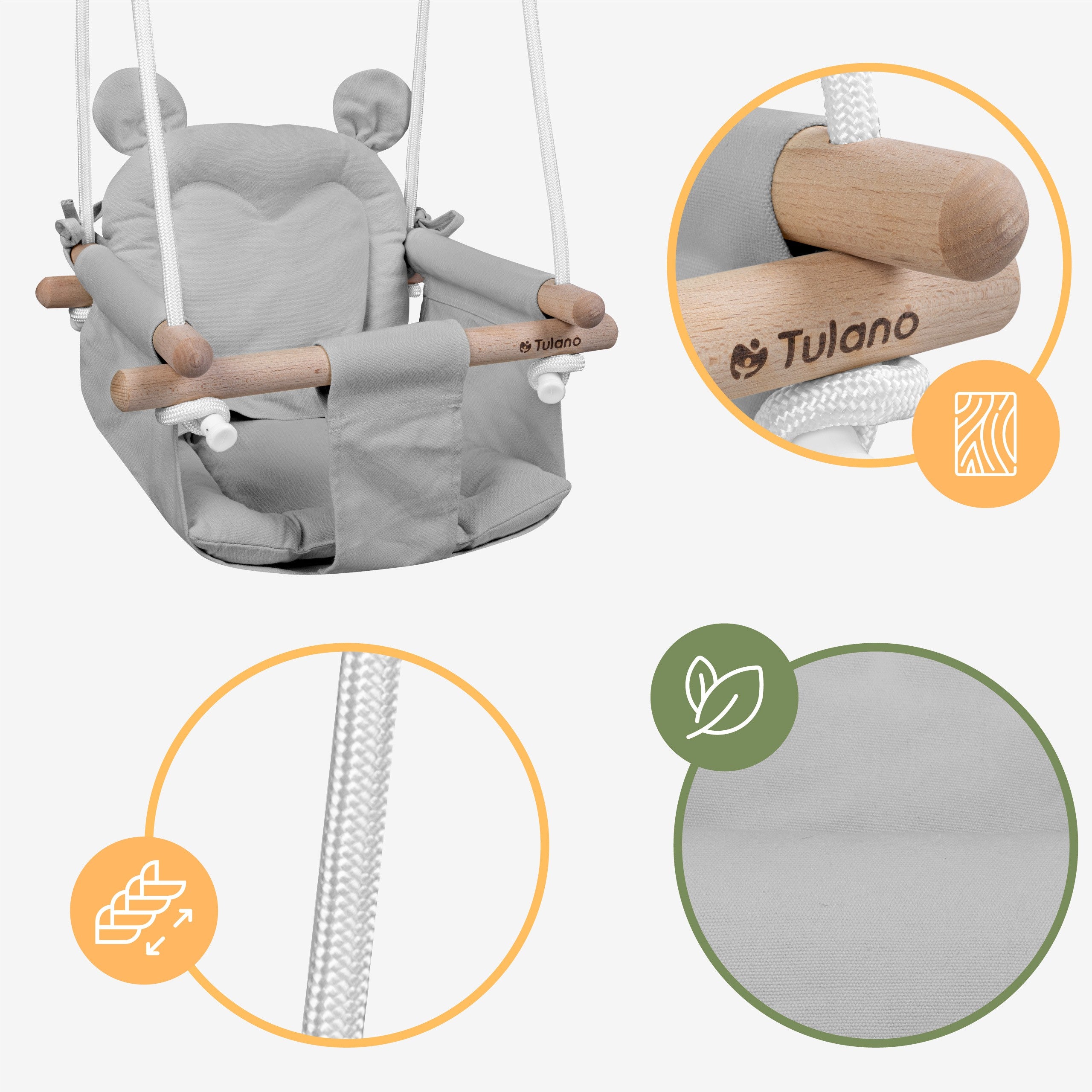 TULANO Hop 30 Graue Kinderschaukel 