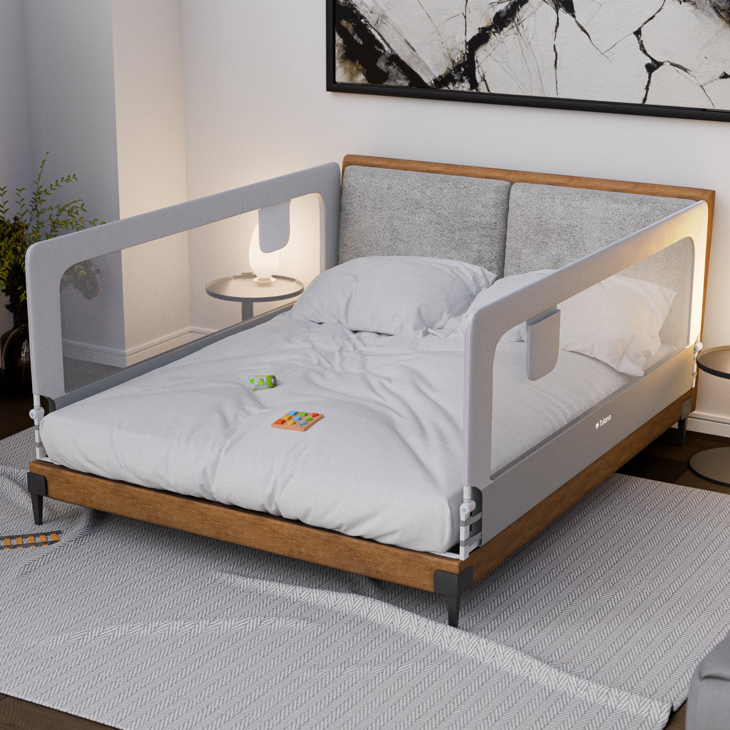 Bettschutzgitter Tulano Cover 30 Weiß-Grau 200 cm 