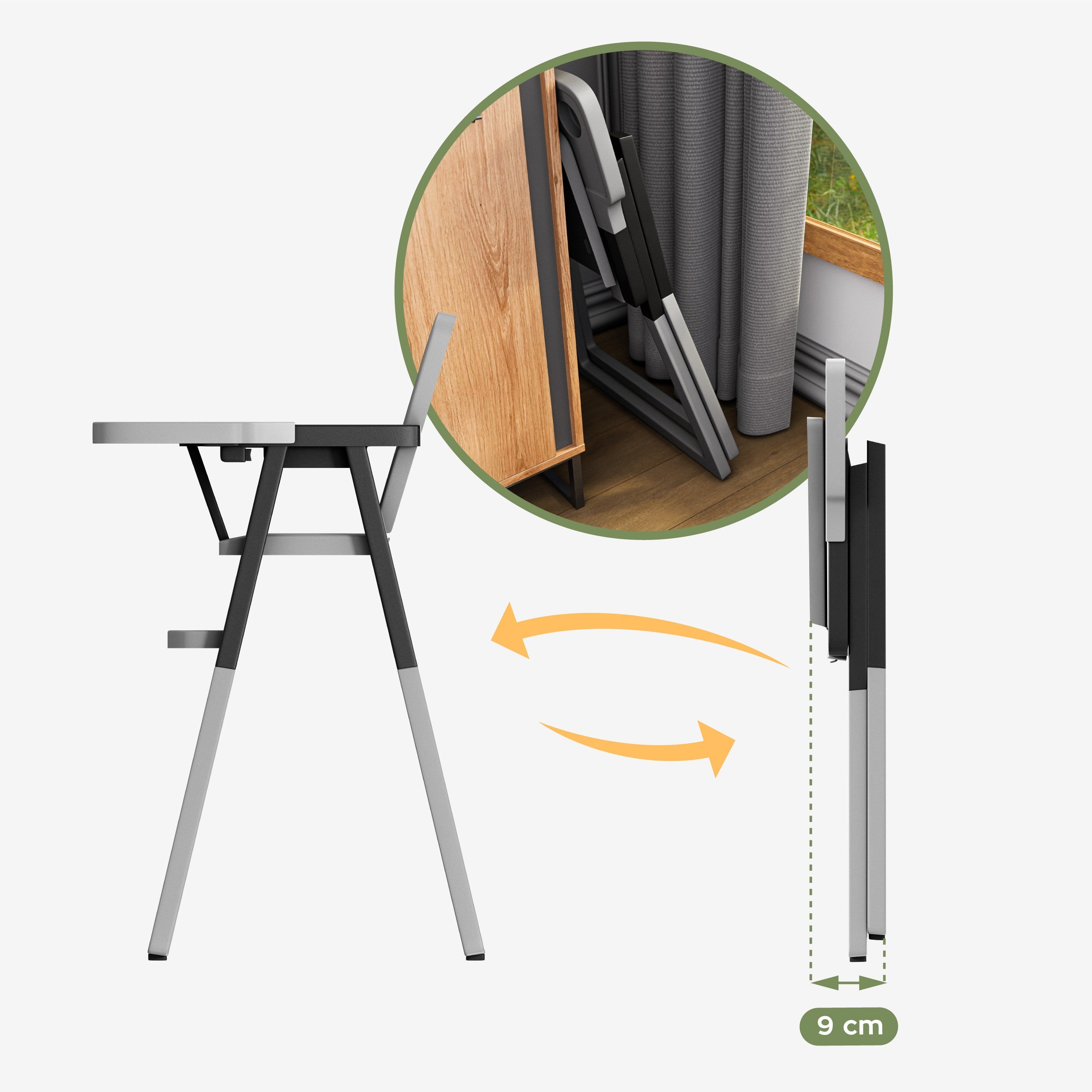 Tulano Morsel 25 Grau-Schwarzer Kunststoff-Hochstuhl 