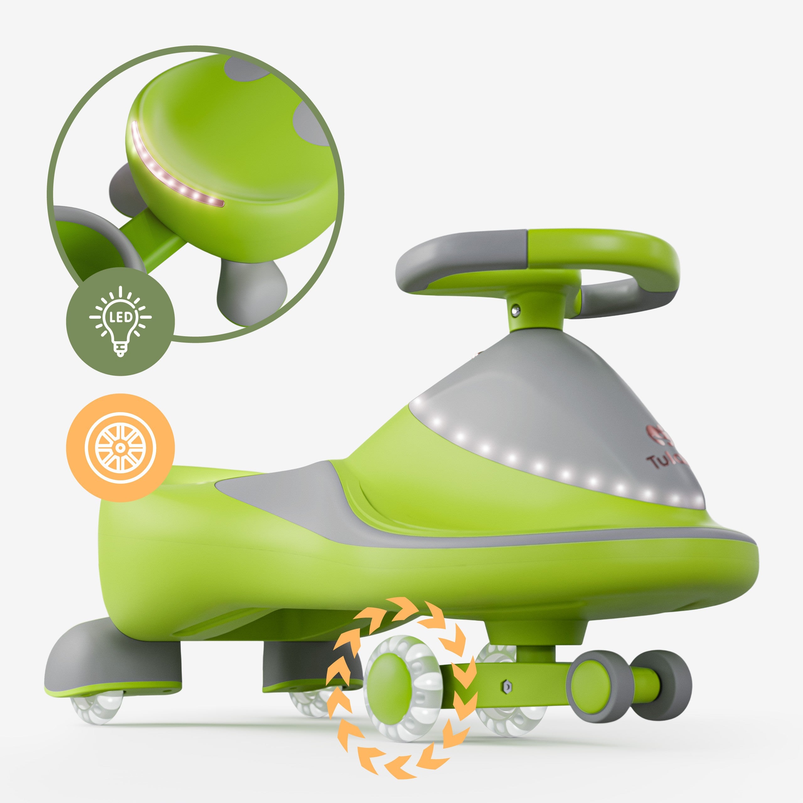 Tulano Focus 55 Grünes LED-Schwerkraft-Fahrzeug für Kinder 