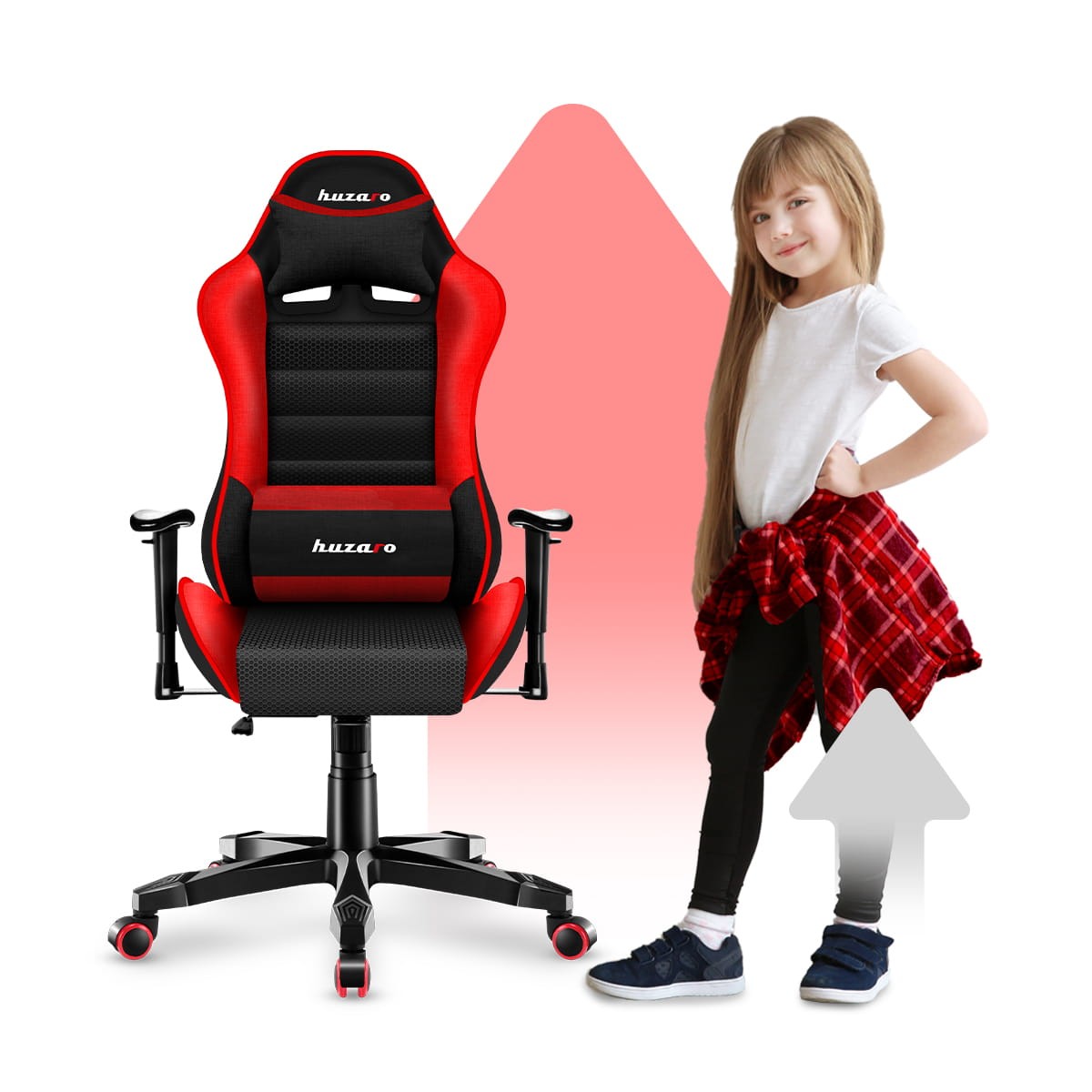 HUZARO RANGER 6.0 Roter Mesh-Gaming-Stuhl für Kinder 
