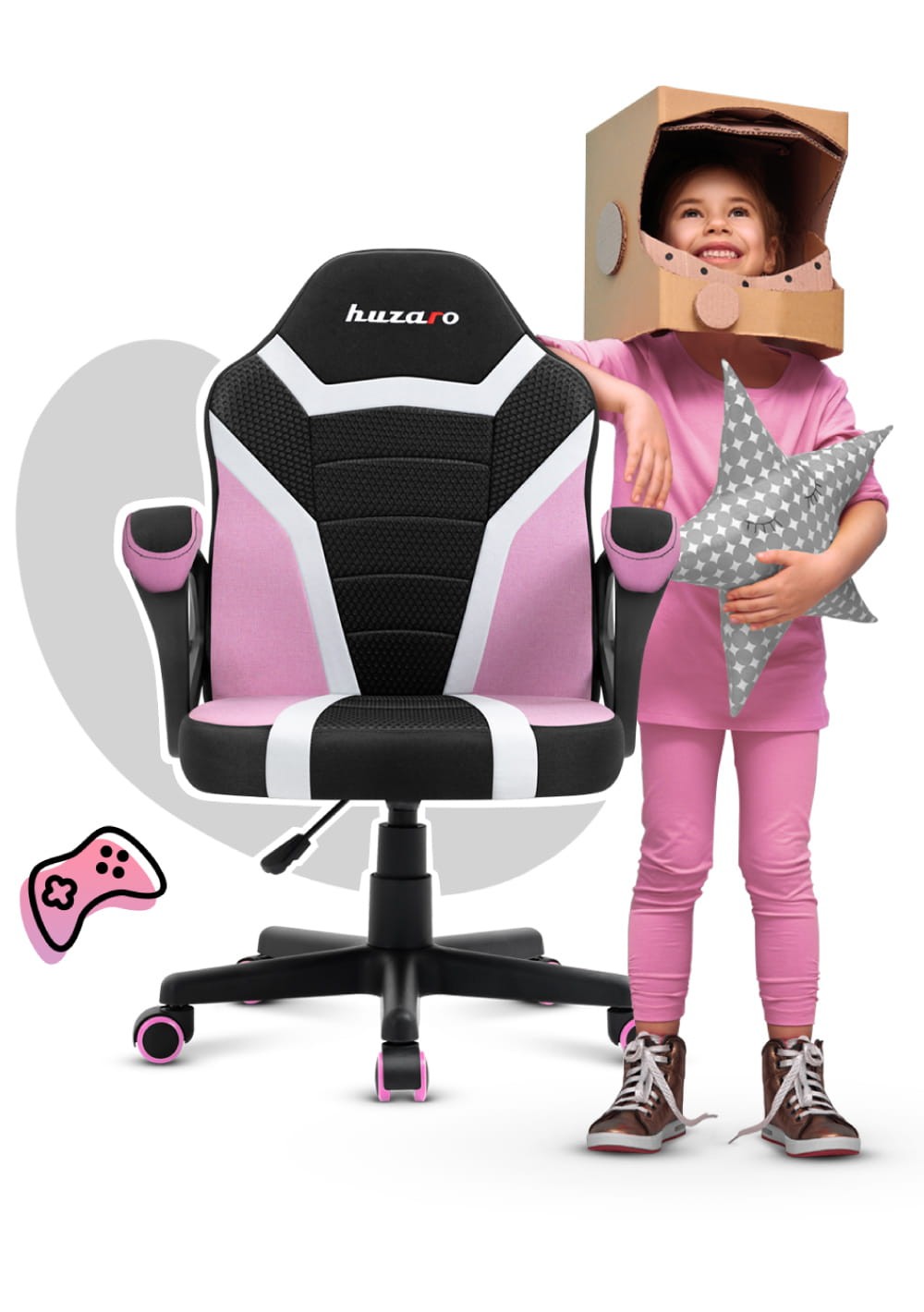 HUZARO RANGER 1.0 Pink Mesh Gaming-Stuhl für Kinder 