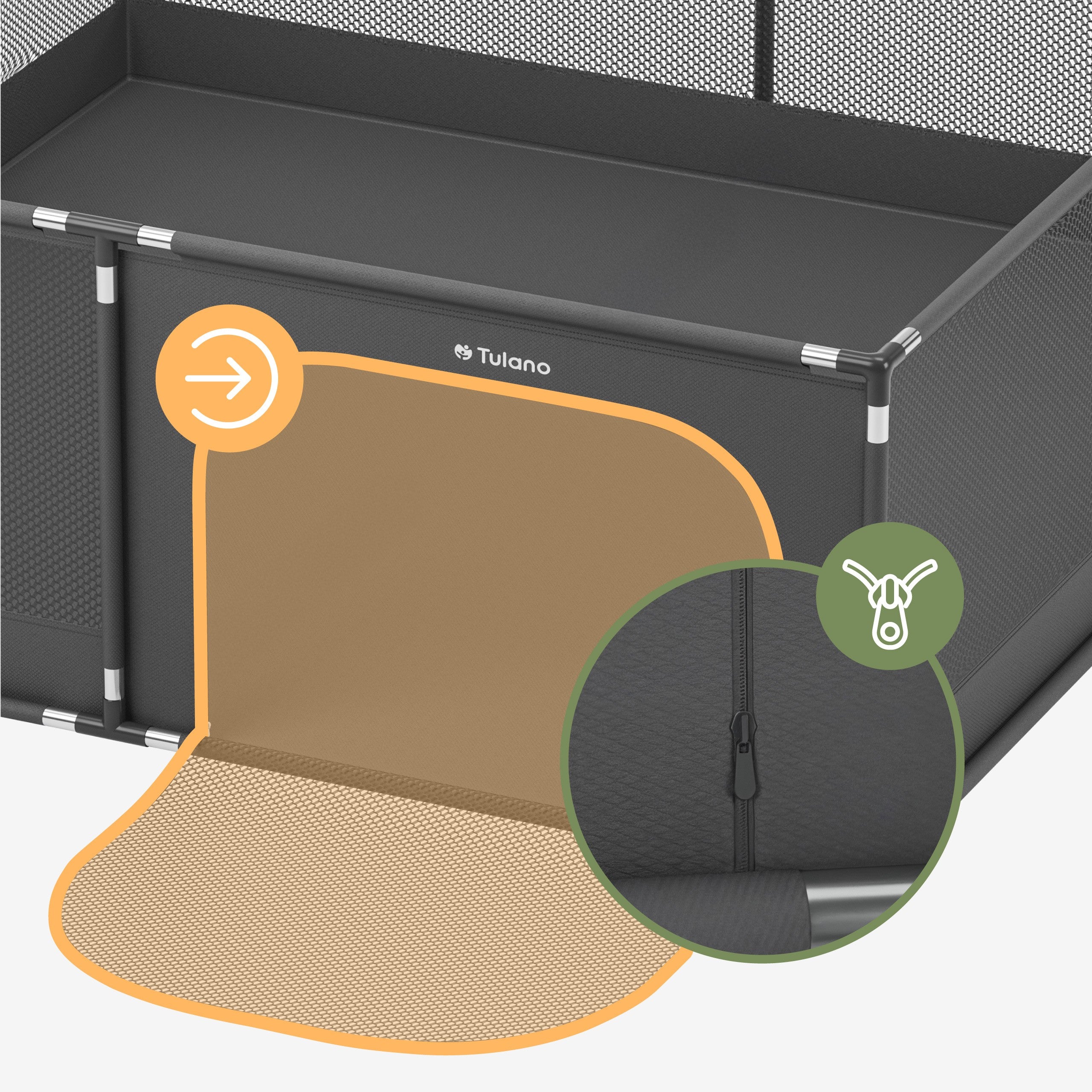 Tulano Cozy 28 Graphit Kinderlaufstall - 200 cm 