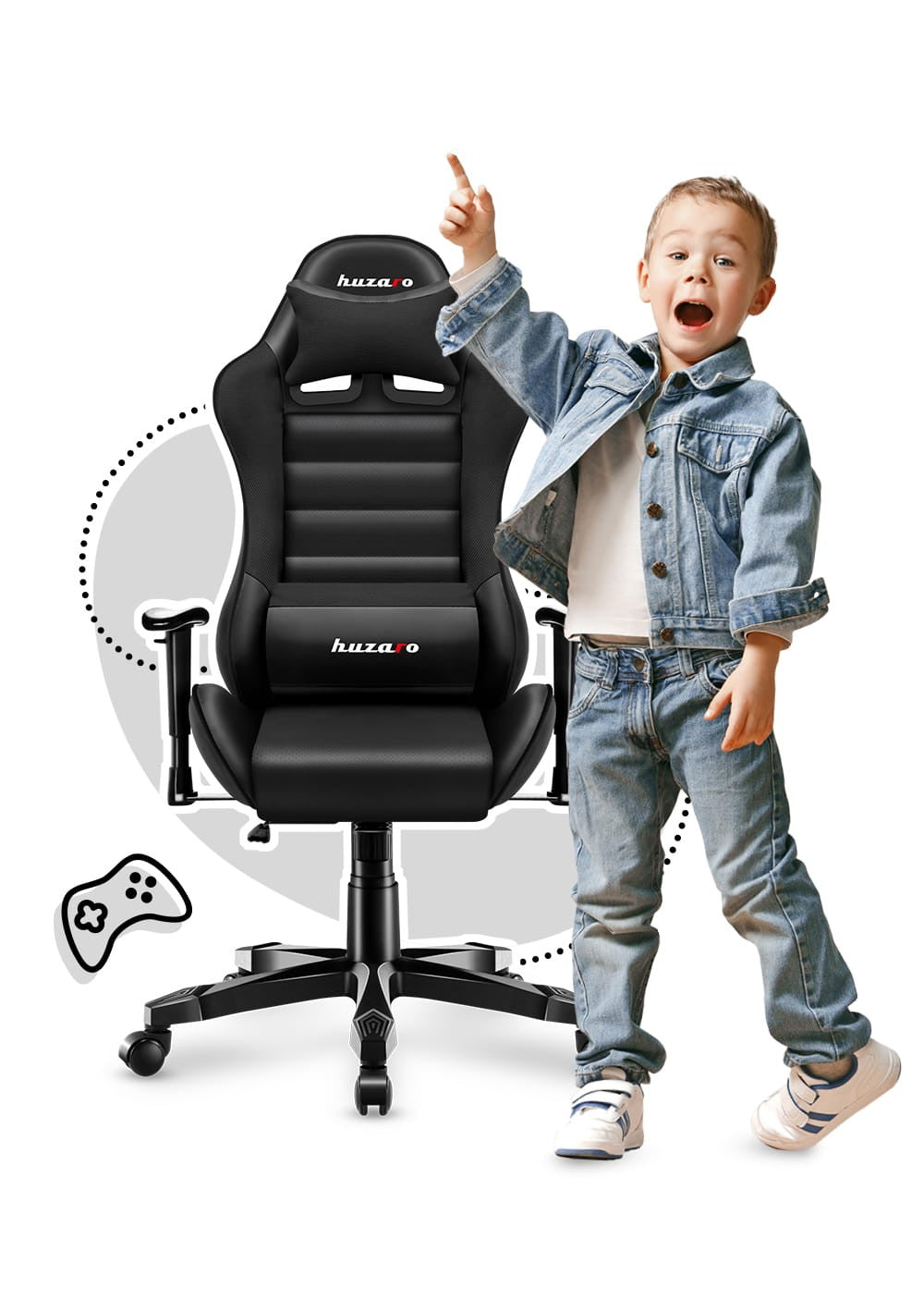 HUZARO RANGER 6.0 Schwarzer Gaming-Stuhl für Kinder 