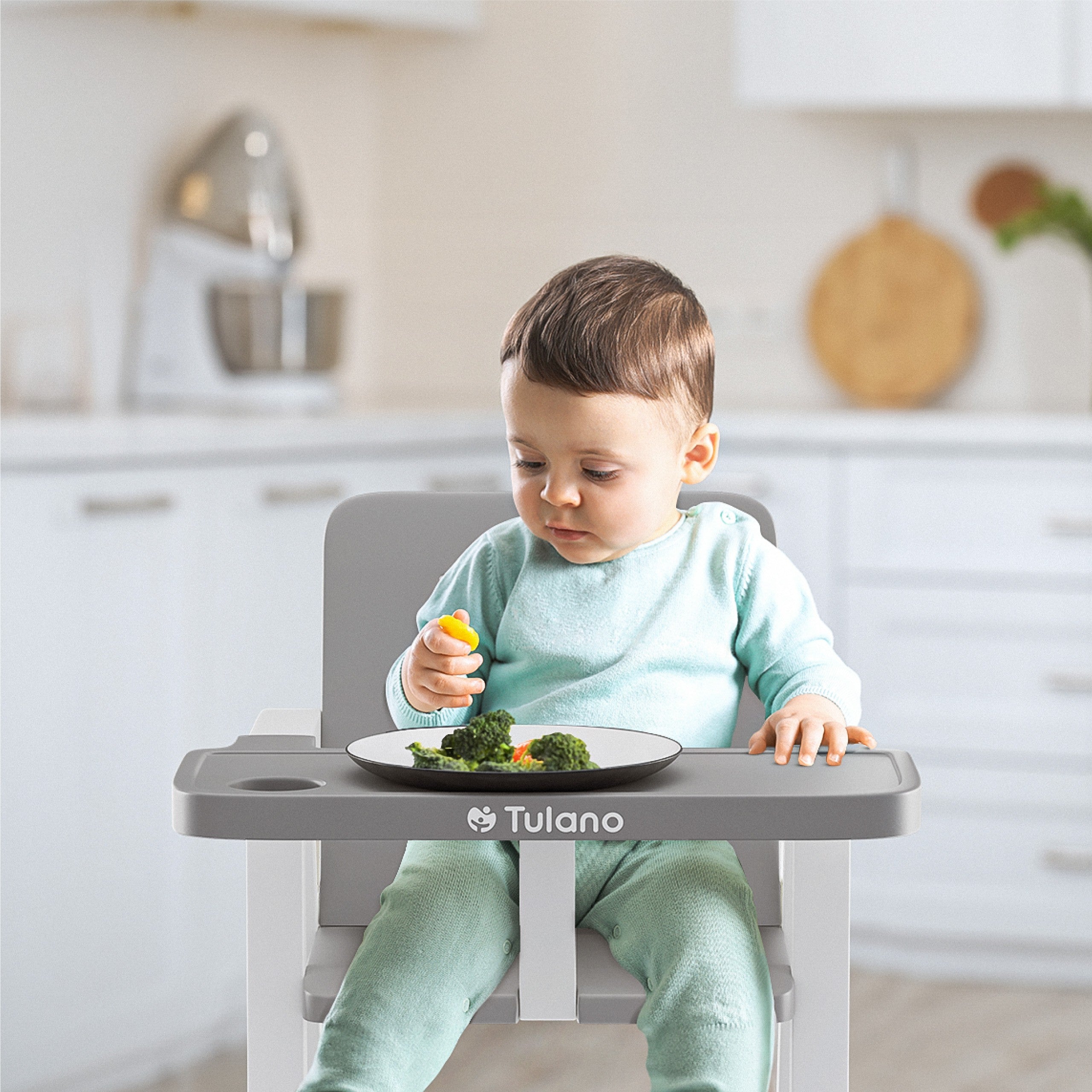 Tulano Morsel 25 Grau-Weißer Kunststoff-Hochstuhl 