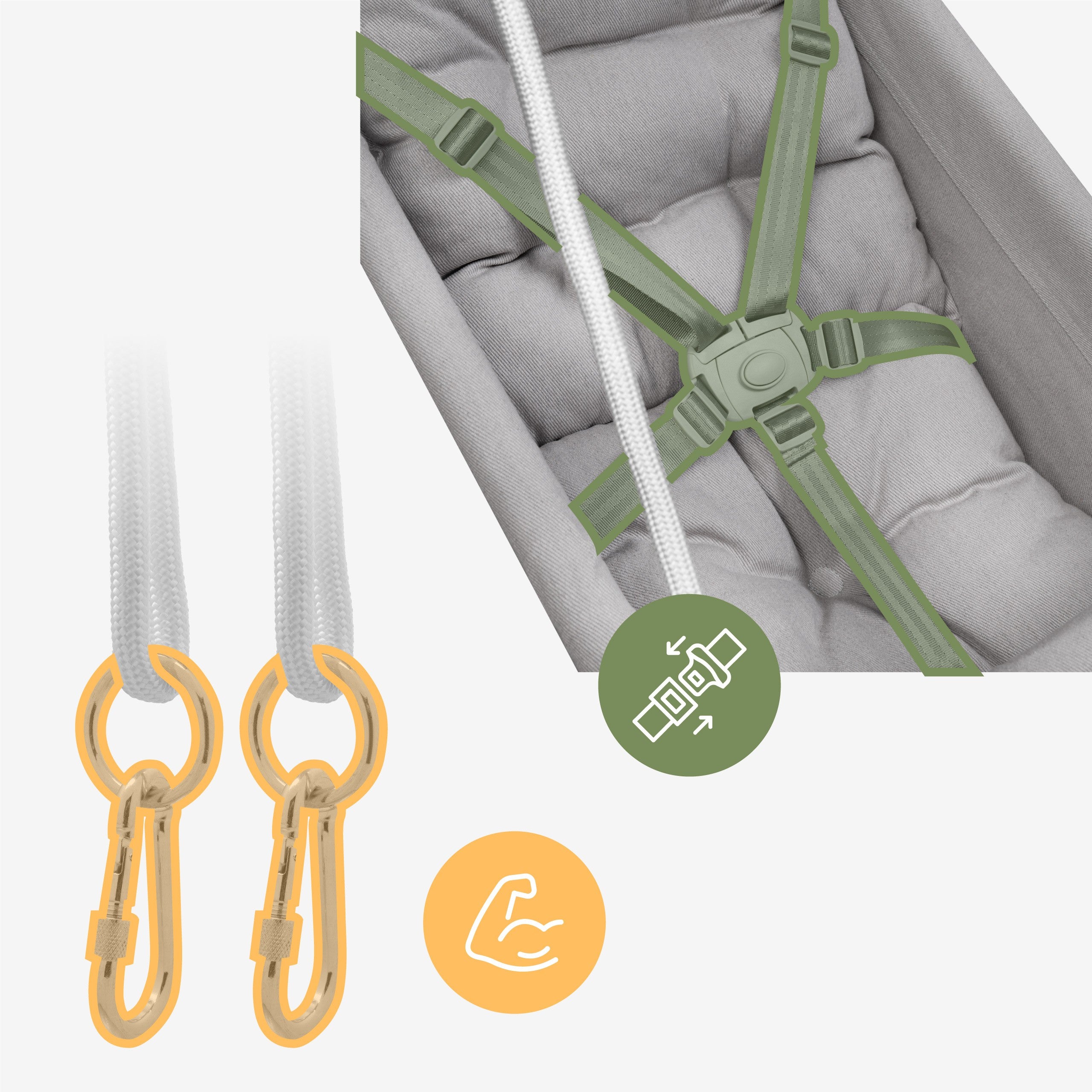 TULANO Hop 40 Grau-Weiße Kinderschaukel 