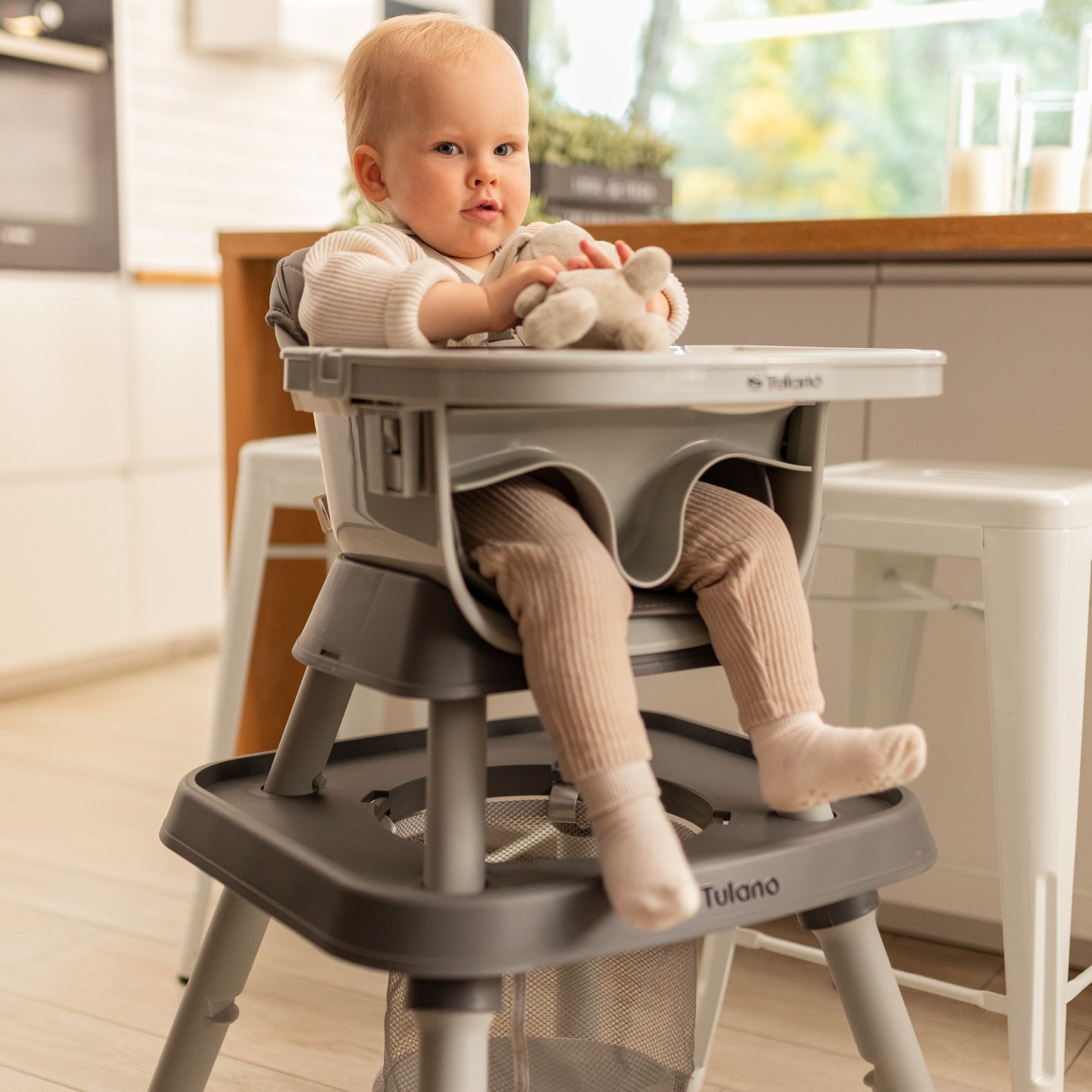 Tulano Morsel 50 Grauer 9-in-1-Hochstuhl aus Kunststoff 