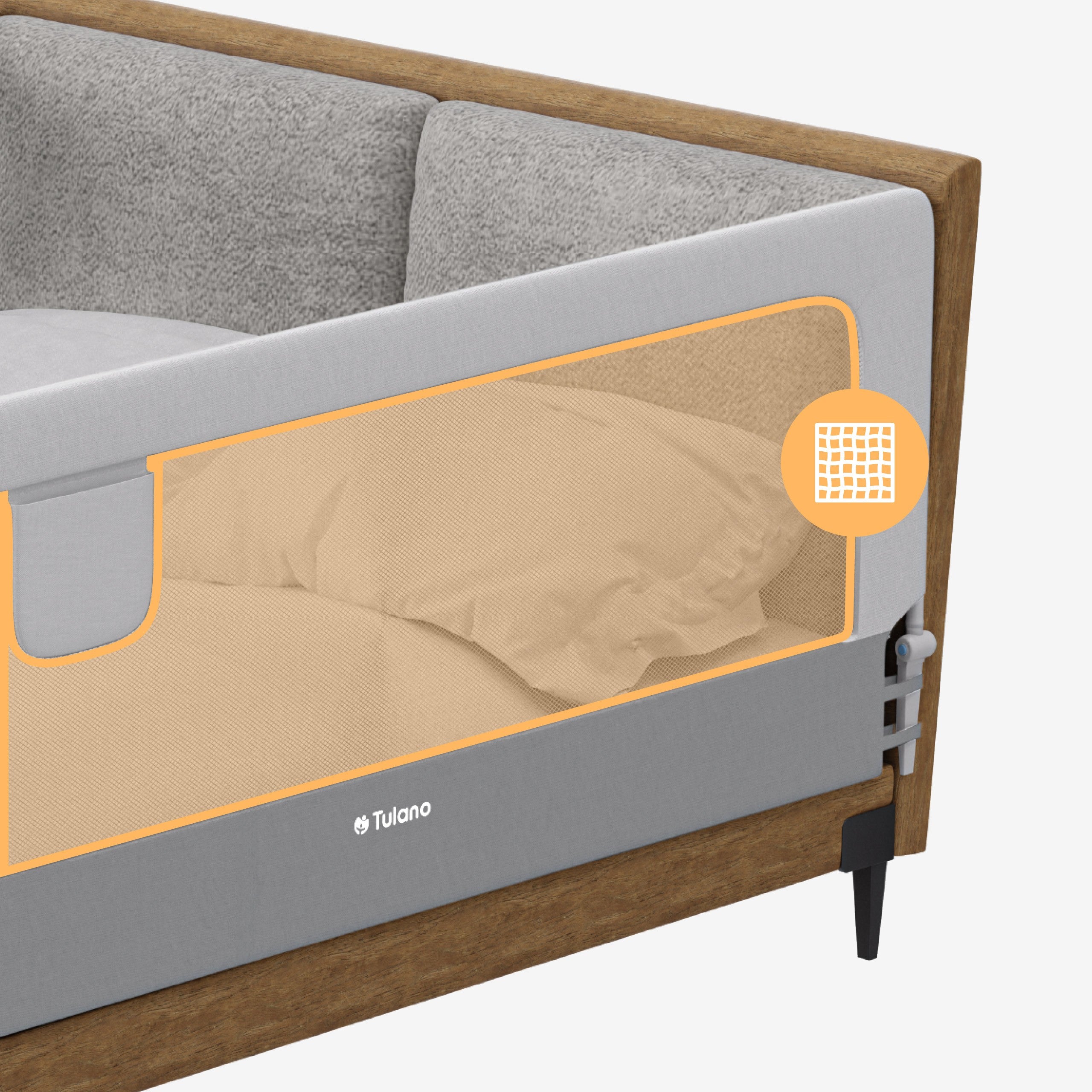 Bettschutzgitter Tulano Cover 30 Weiß-Grau 200 cm 