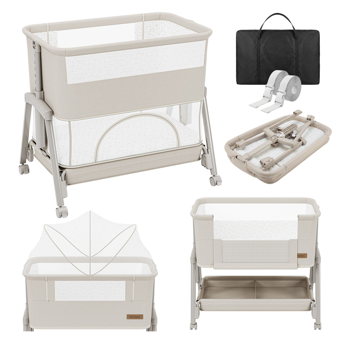 Beistellbett und Reisebett 4in1 Tulano Dream 55 Beige