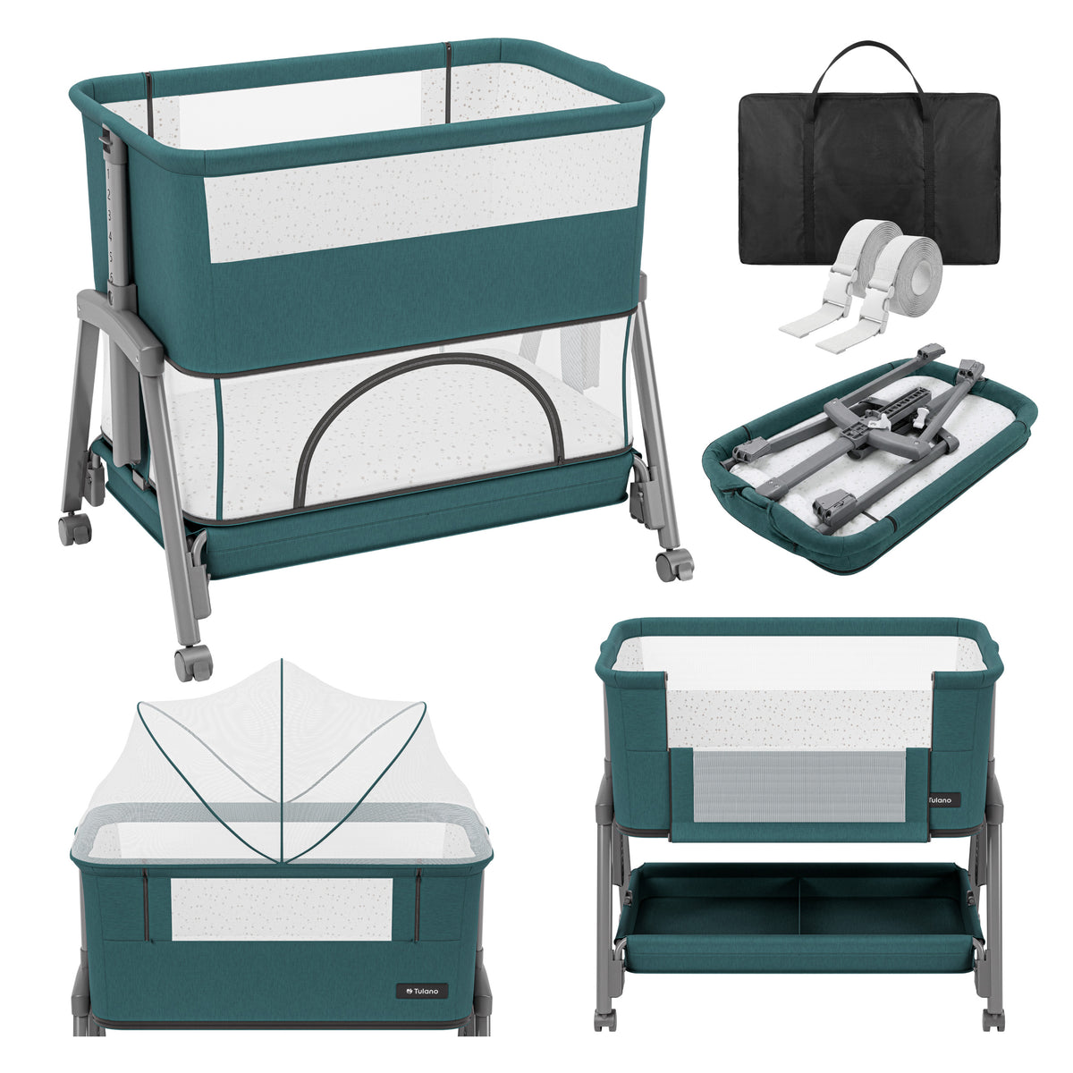 Beistellbett und Reisebett 4in1 Tulano Dream 55 Green