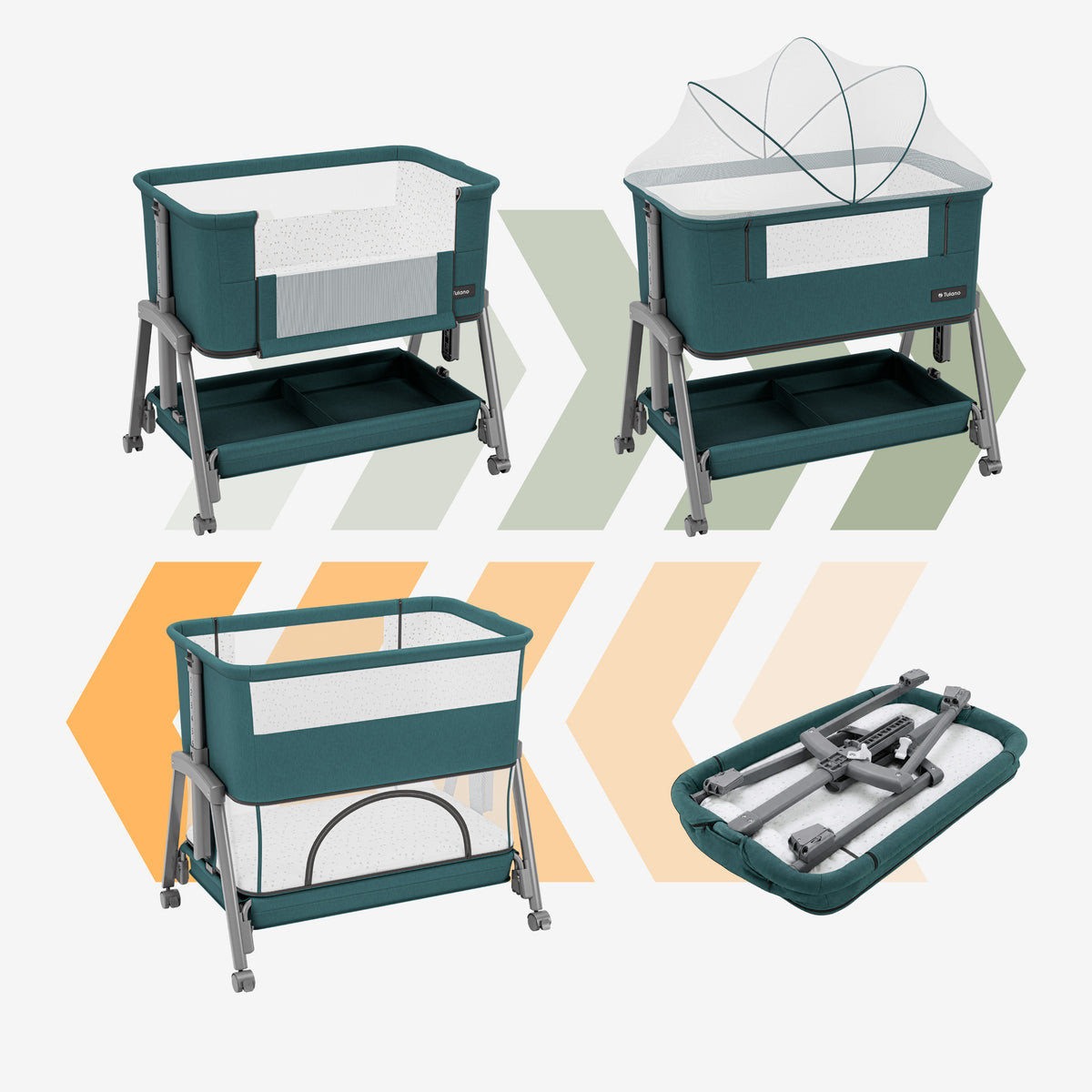 Beistellbett und Reisebett 4in1 Tulano Dream 55 Green