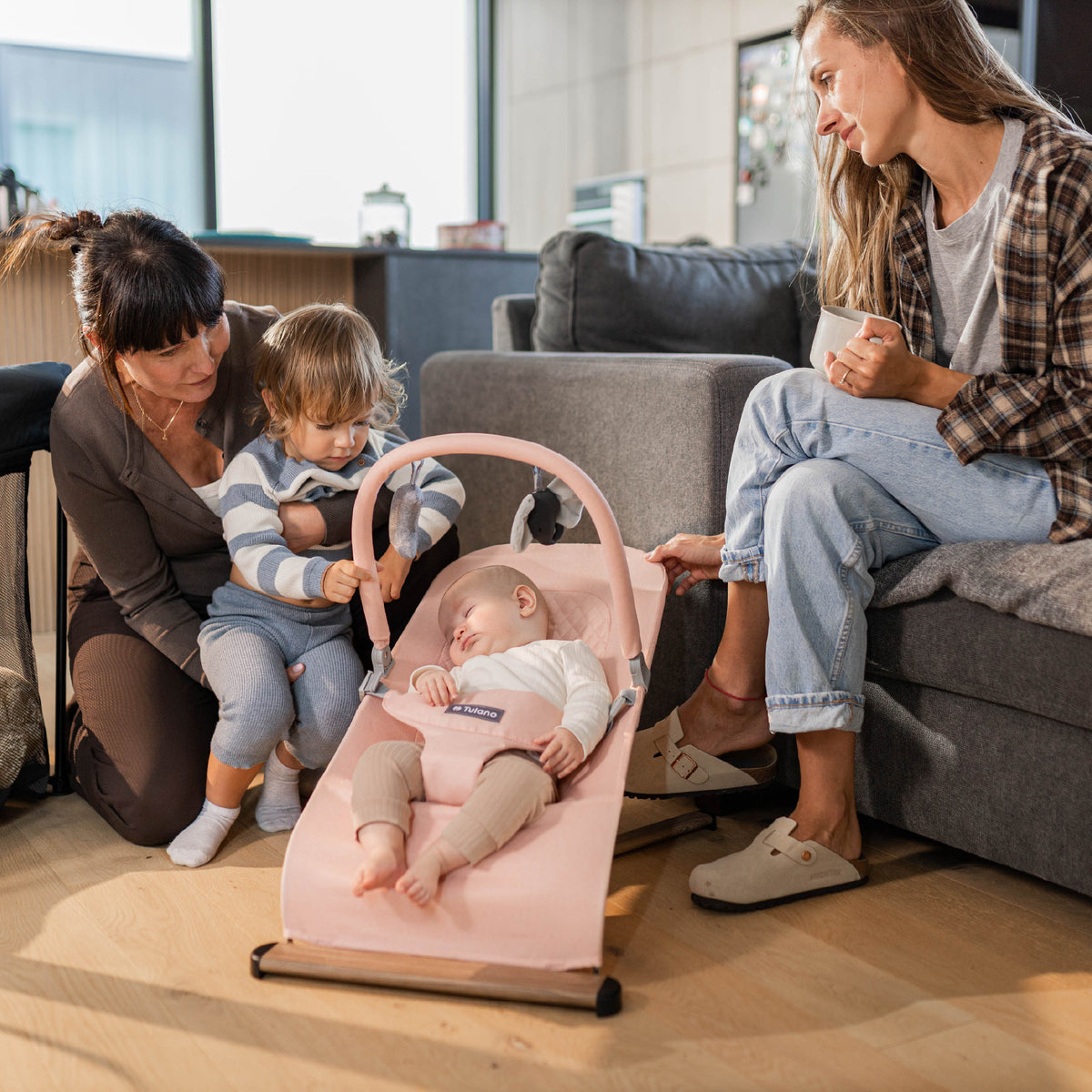 Babywippe Babyschaukel Beige Tulano Moon 30 Pink