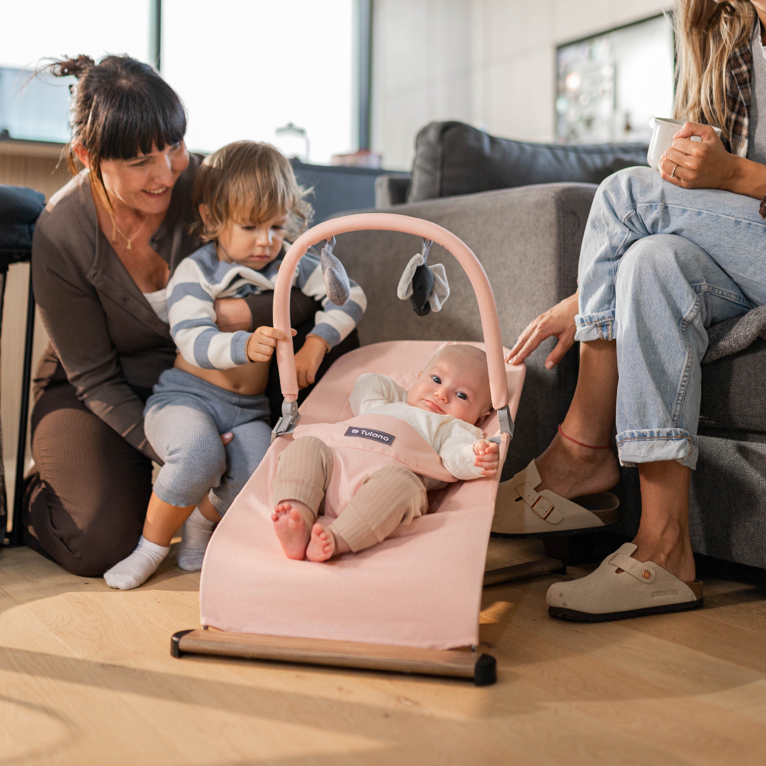 Babywippe Babyschaukel Beige Tulano Moon 30 Pink