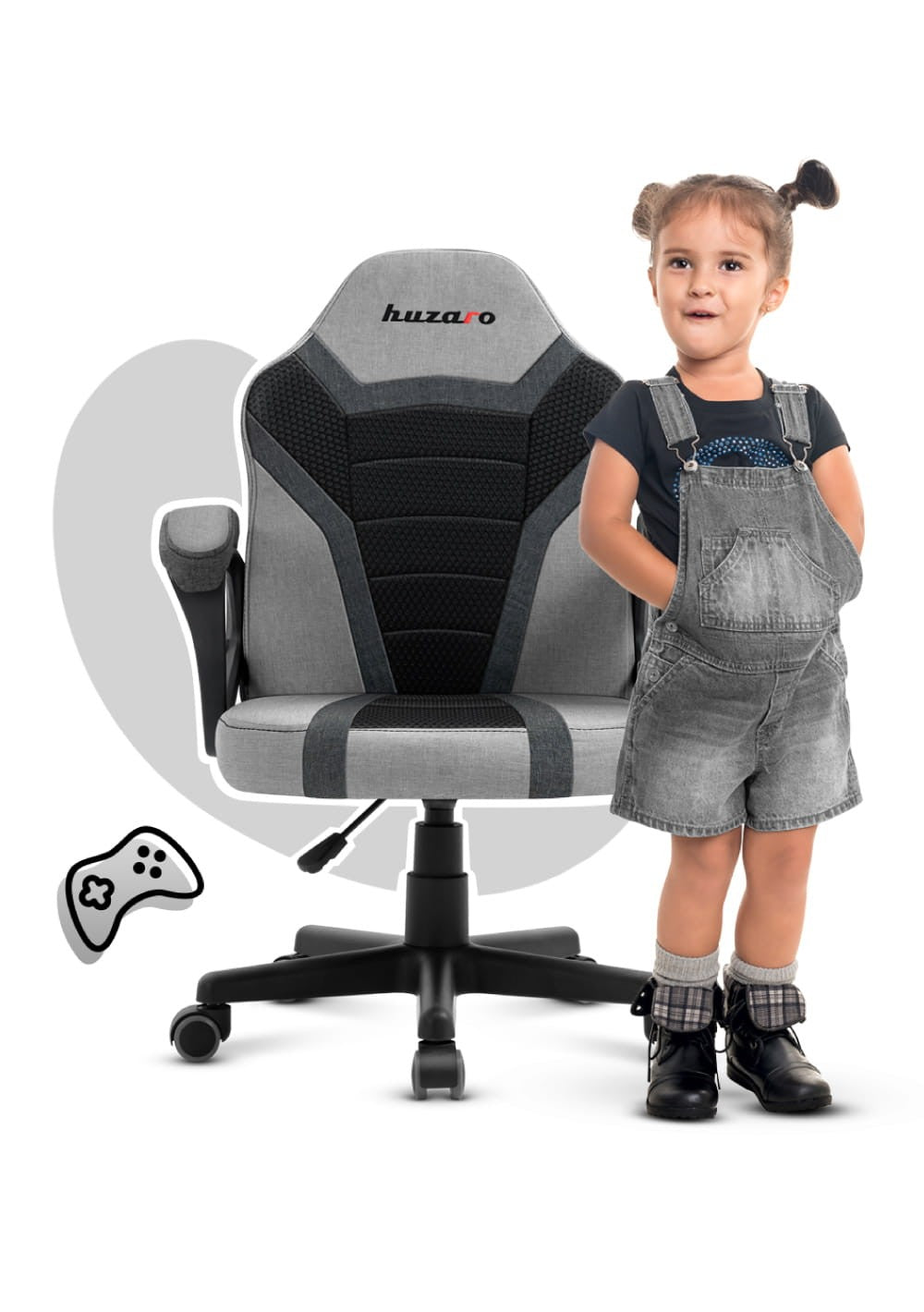 HUZARO RANGER 1.0 Grauer Mesh-Gaming-Stuhl für Kinder 