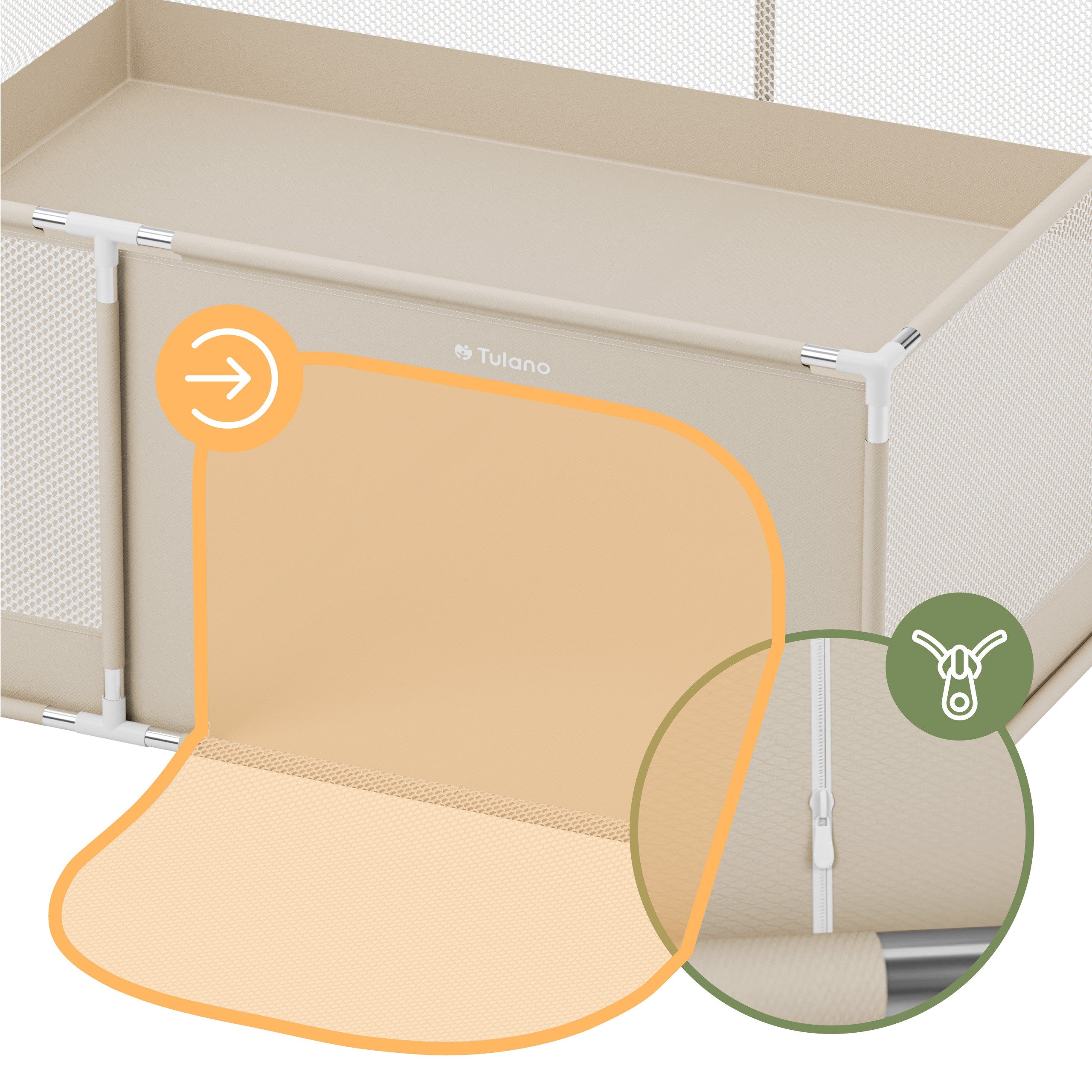 Tulano Cozy 28 Beige Kinderlaufstall - 200 cm 