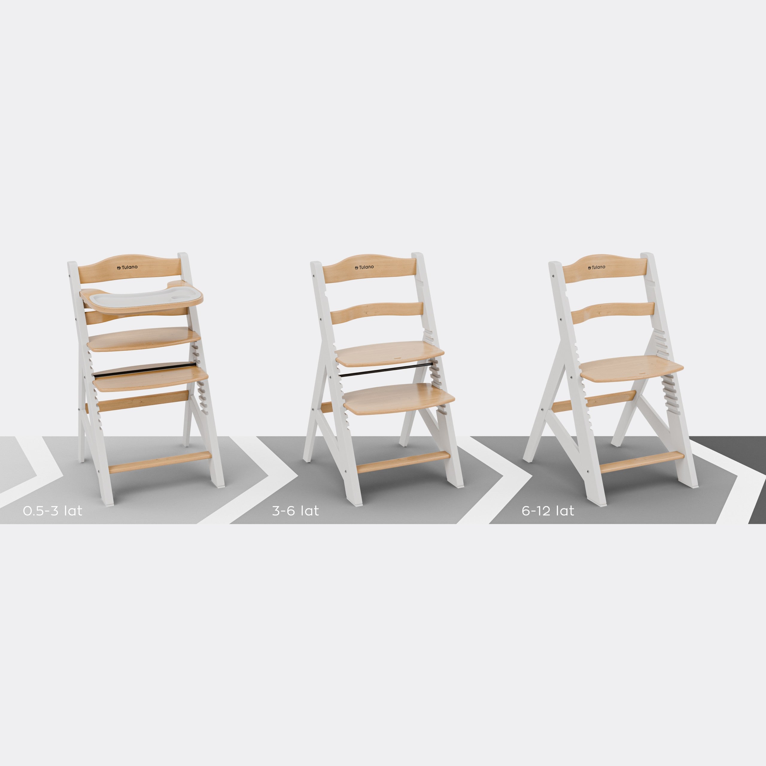 Tulano Morsel 40 Weiß-Natur Holz-Hochstuhl 