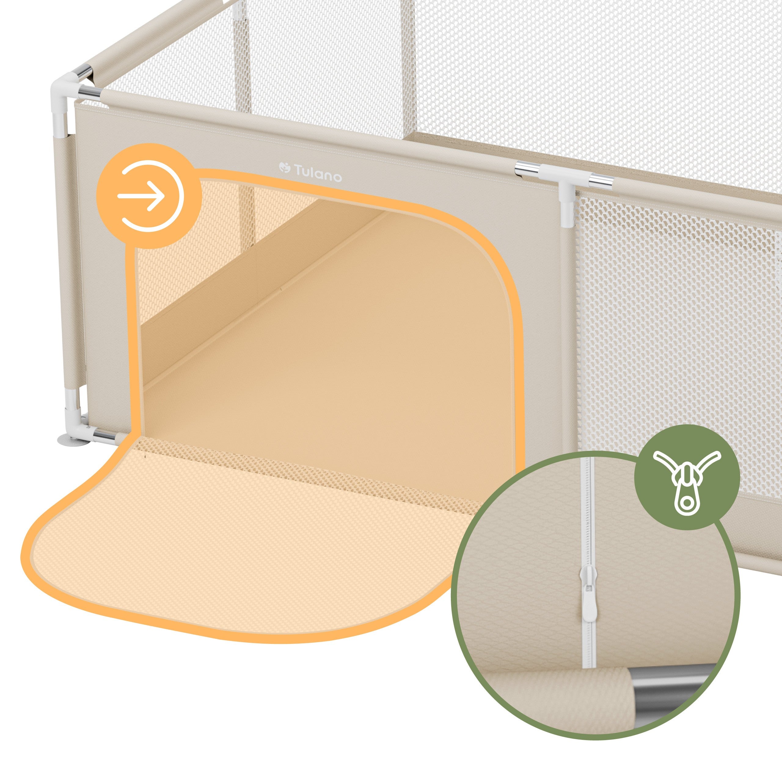 Tulano Cozy 22 Beige Kinderlaufstall - 180 cm 