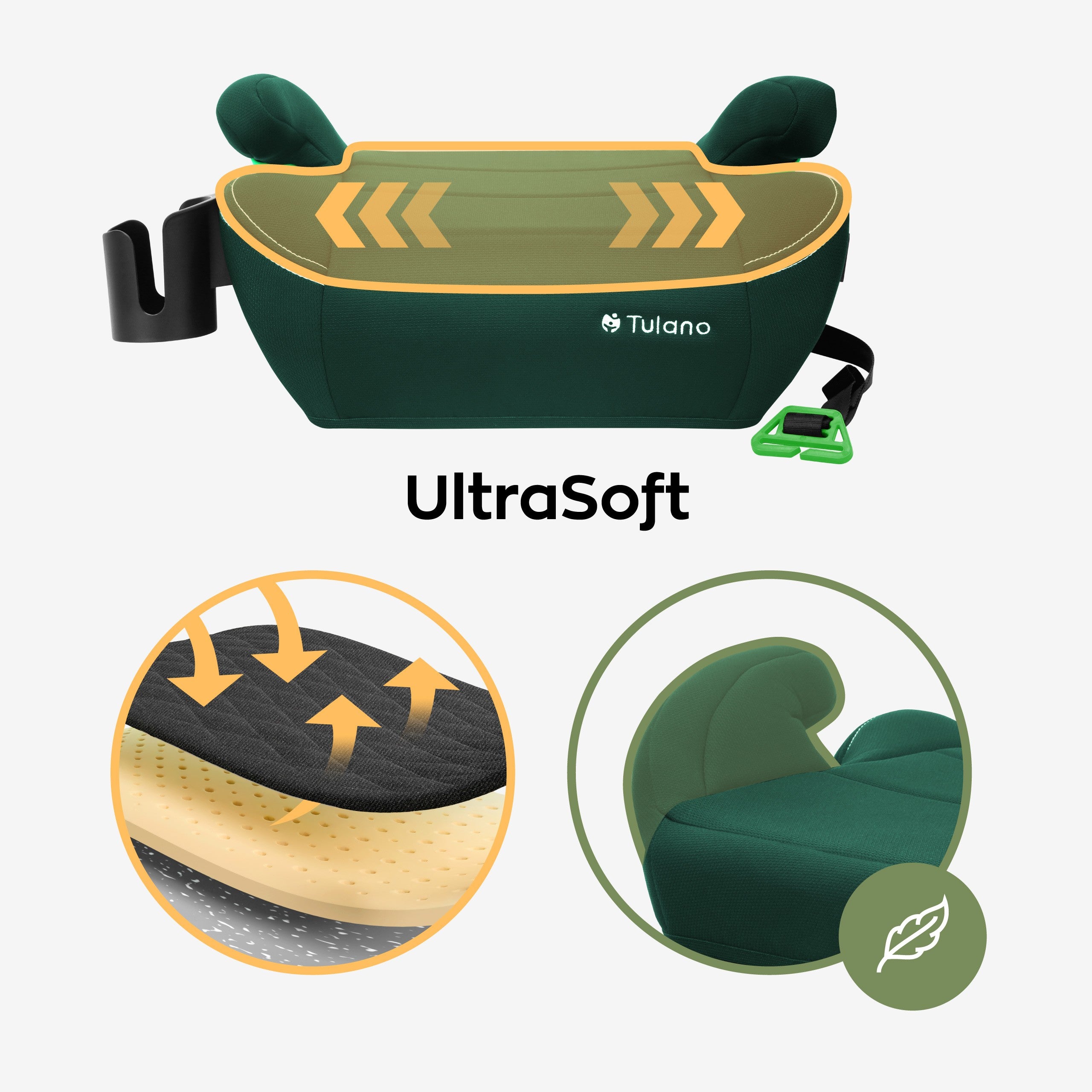 Tulano Cabby 25 Grüner Kindersitz für Autos, 125-150 cm, Größe I 