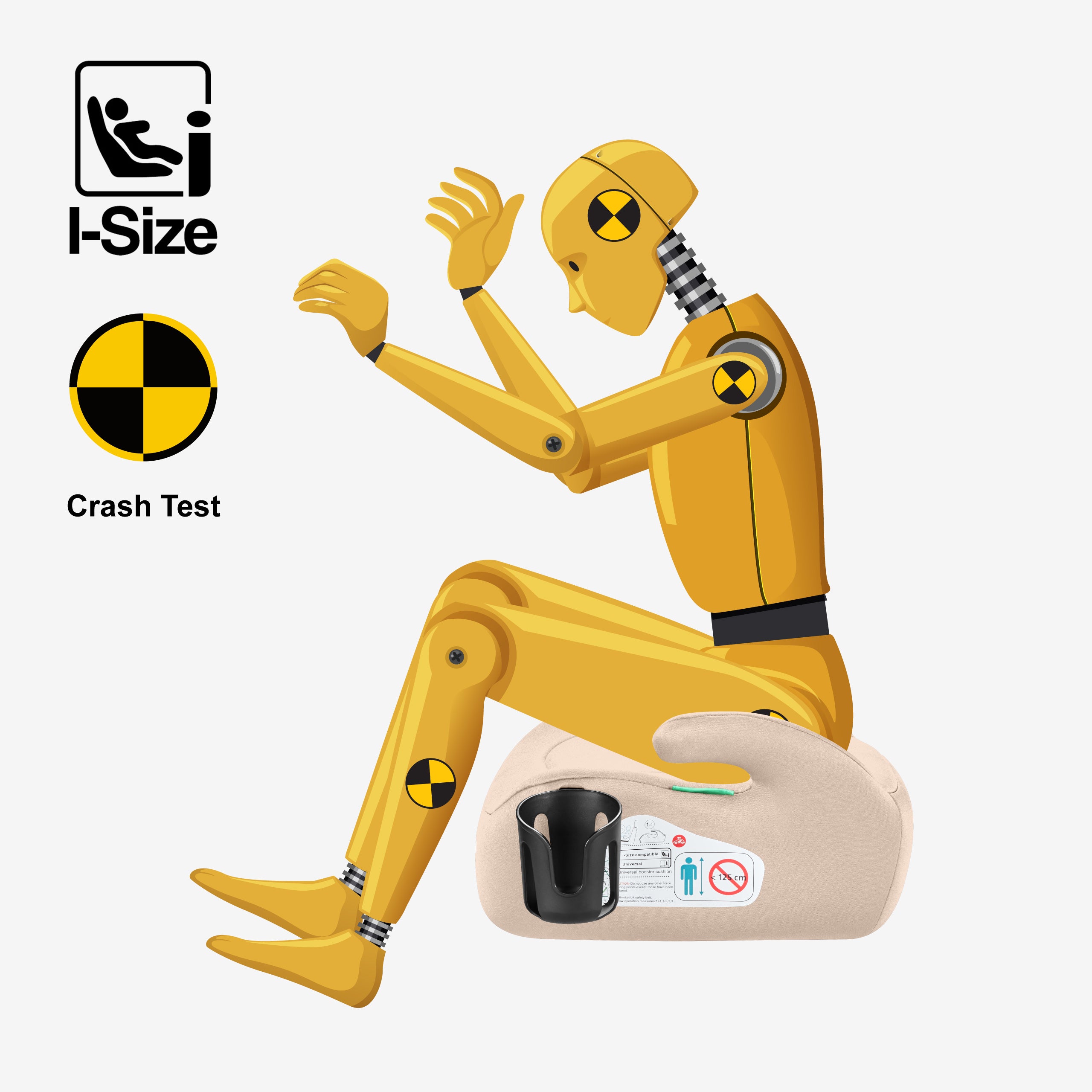 Tulano Cabby 20 Beige Kindersitz für Autos, 125-150 cm, Größe I 