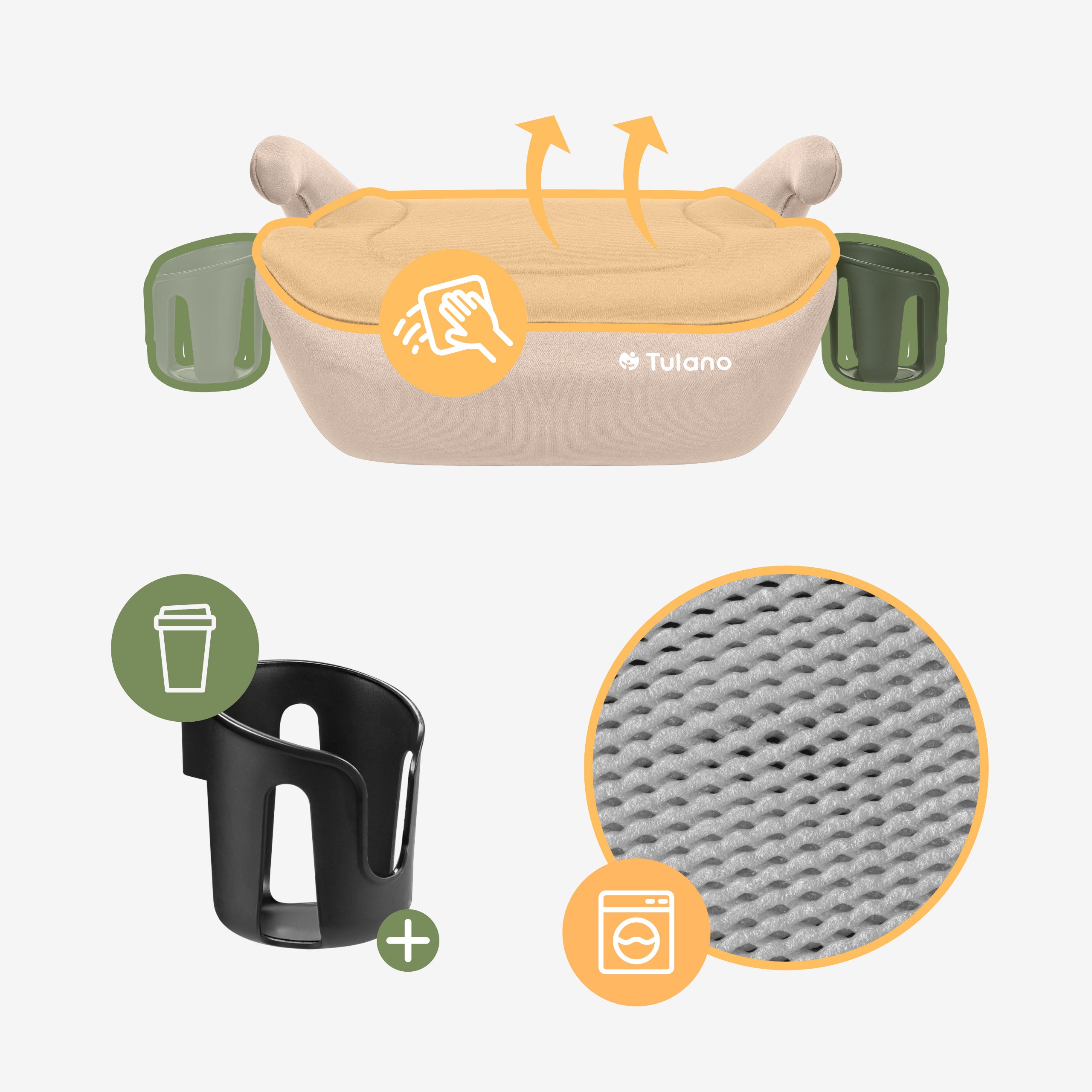 Tulano Cabby 20 Beige Kindersitz für Autos, 125-150 cm, Größe I 