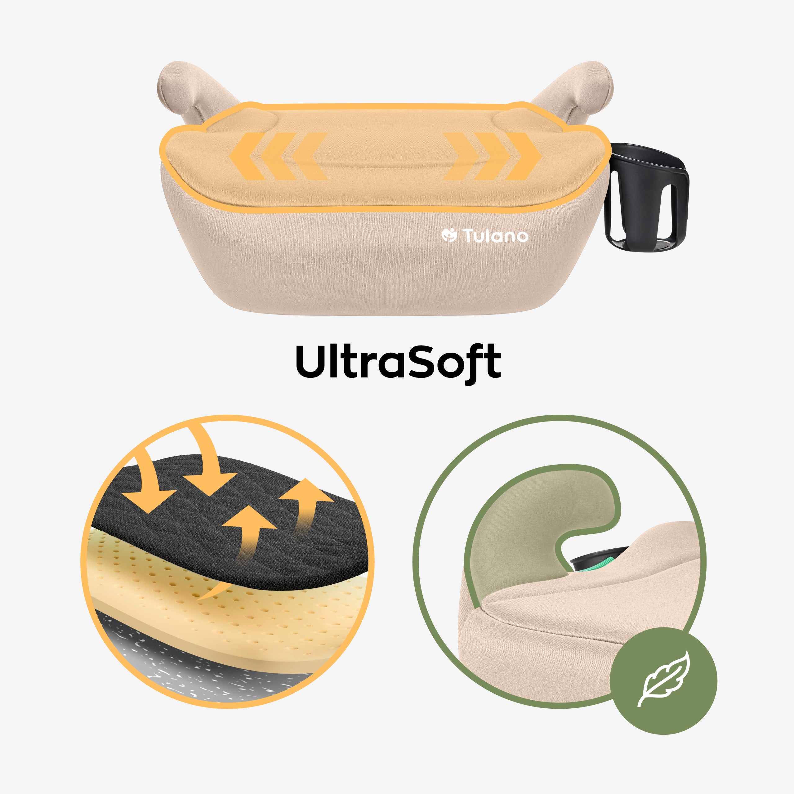 Tulano Cabby 20 Beige Kindersitz für Autos, 125-150 cm, Größe I 