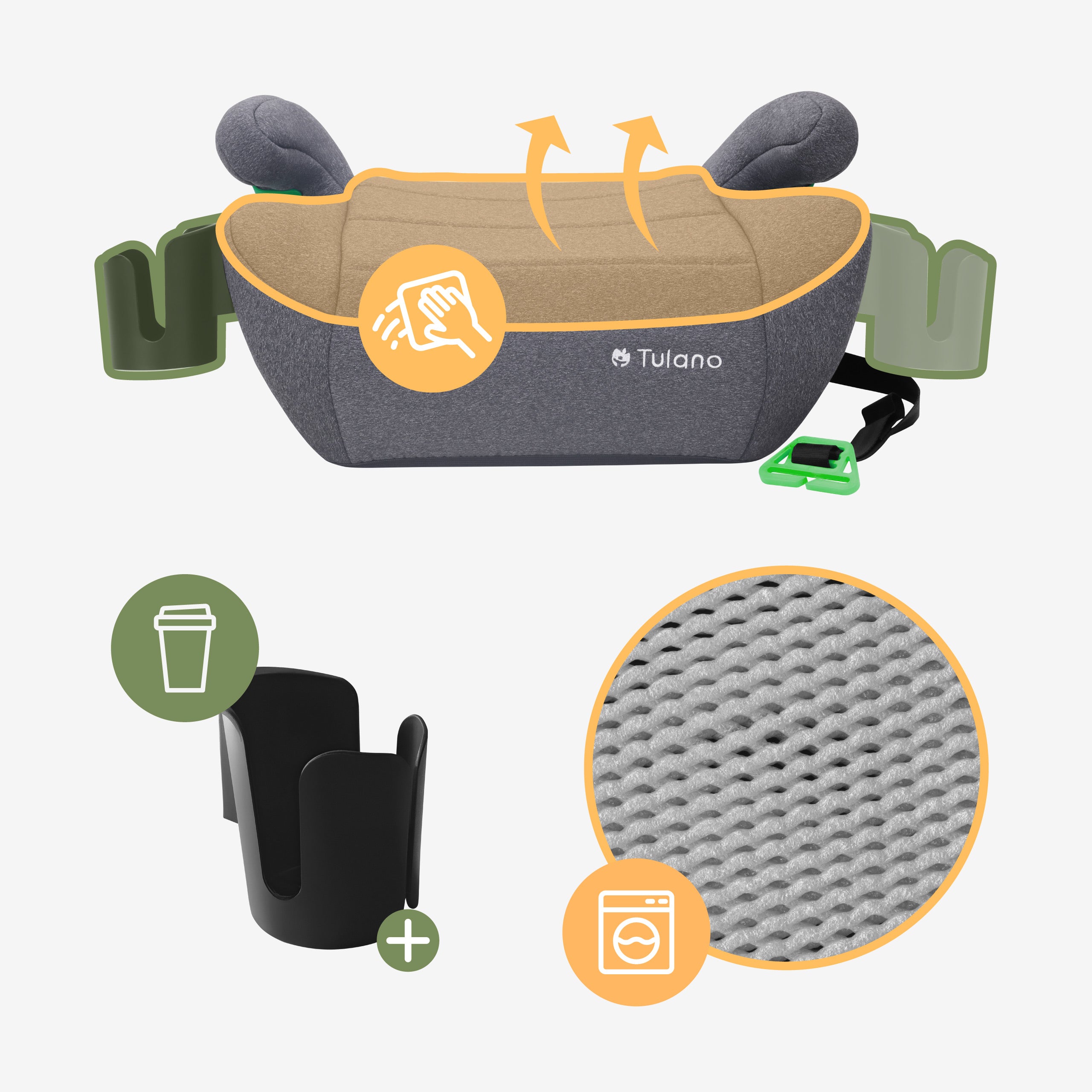 Tulano Cabby 25 Grauer Kindersitz für Autos, 125-150 cm, Größe I 