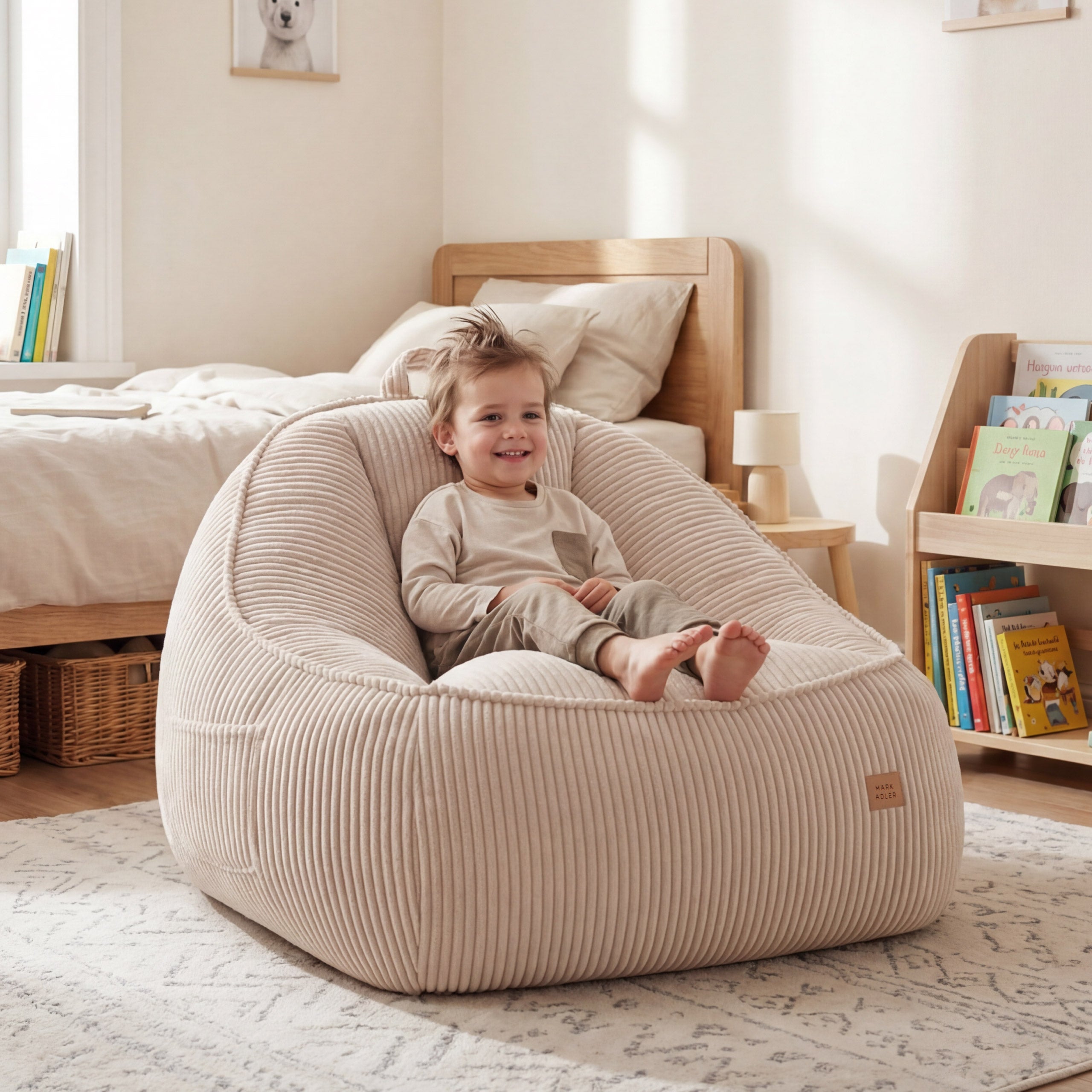Cord-Puff-Sessel mit Rückenlehne Mark Adler Comfy 4.0 Beige