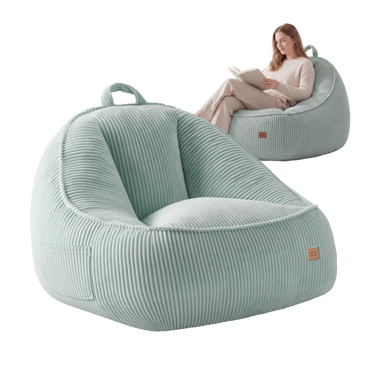 Cord-Puff-Sessel mit Rückenlehne Mark Adler Comfy 4.0 Sage