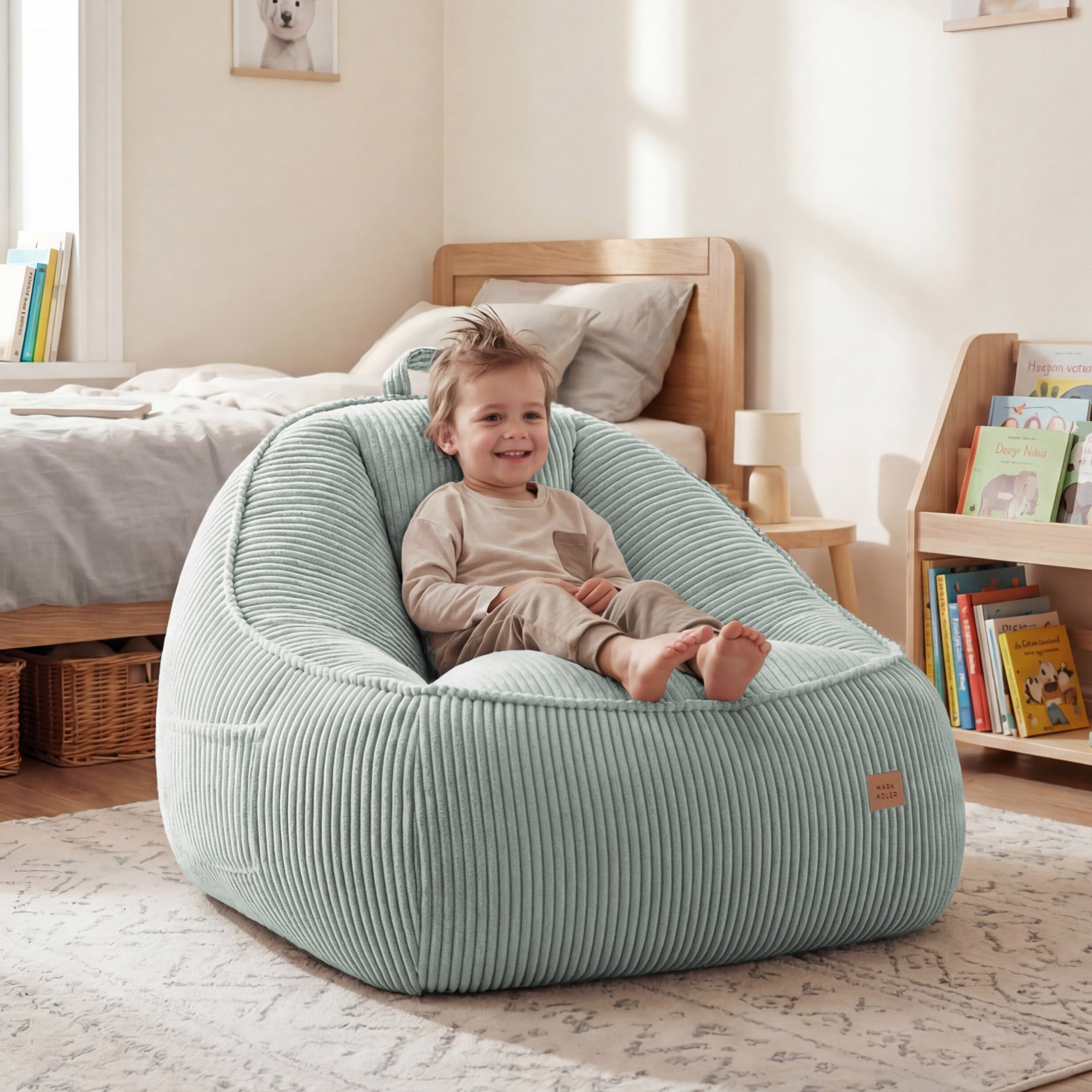 Cord-Puff-Sessel mit Rückenlehne Mark Adler Comfy 4.0 Sage