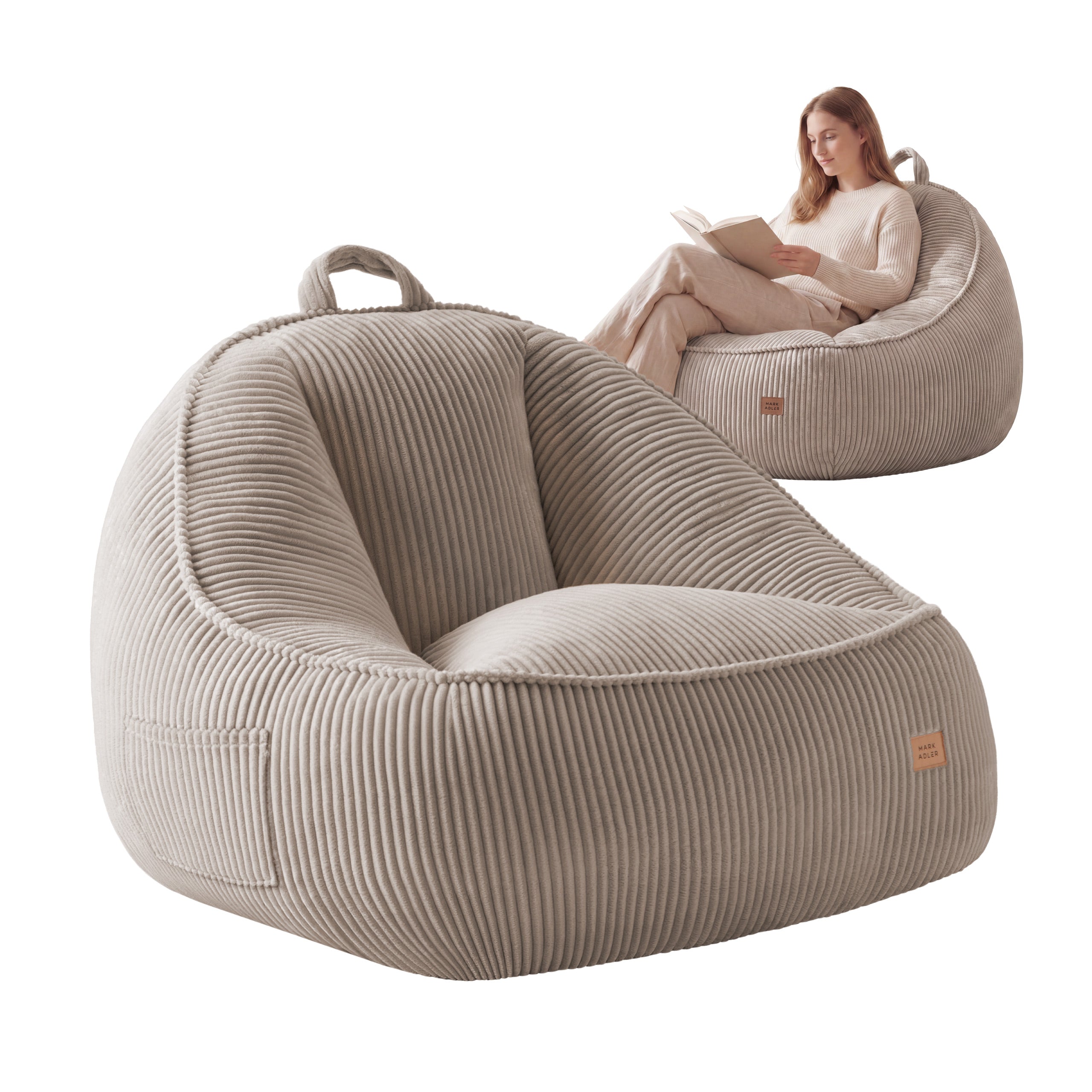Cord-Puff-Sessel mit Rückenlehne Mark Adler Comfy 4.0 Taupe