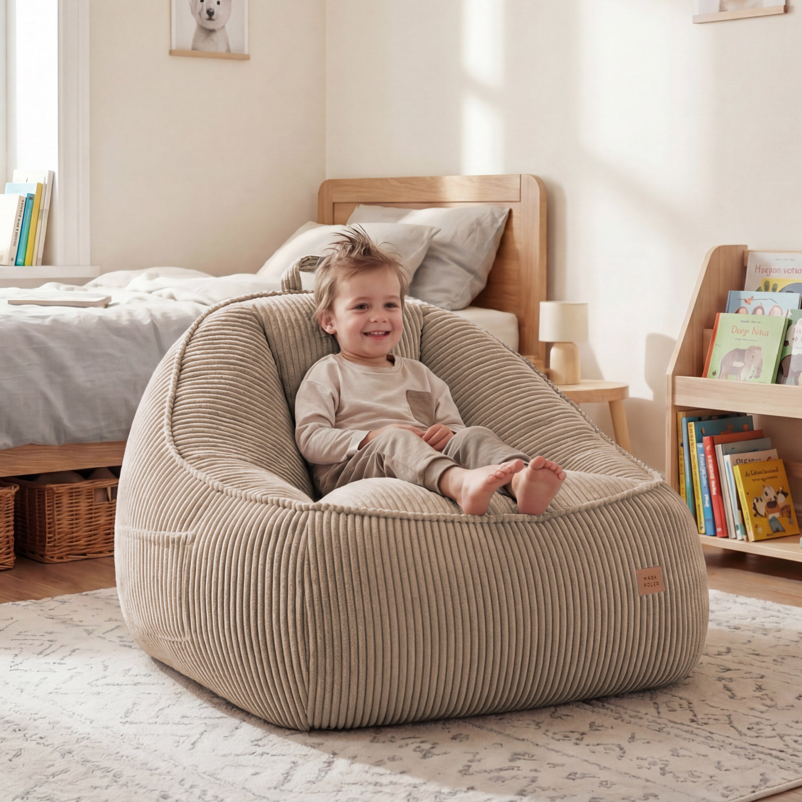 Cord-Puff-Sessel mit Rückenlehne Mark Adler Comfy 4.0 Taupe