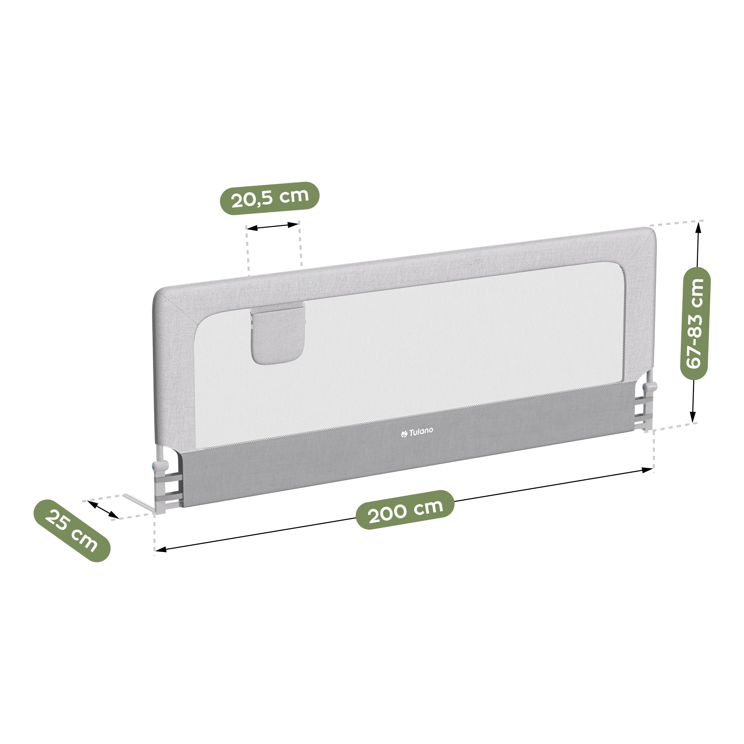 Bettschutzgitter Tulano Cover 30 Weiß-Grau 200 cm 