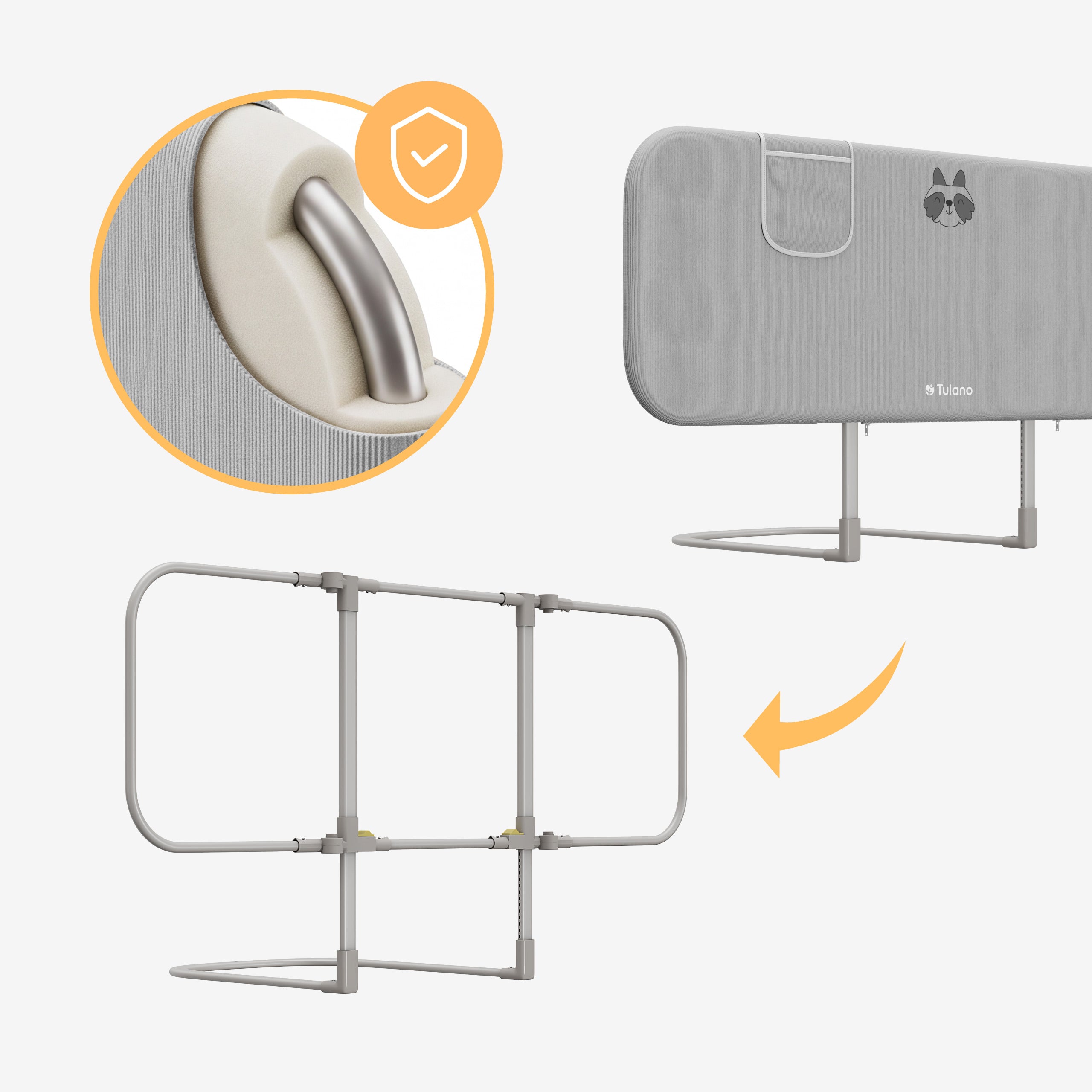 Bettgitter 120 cm Cover 50 Grey