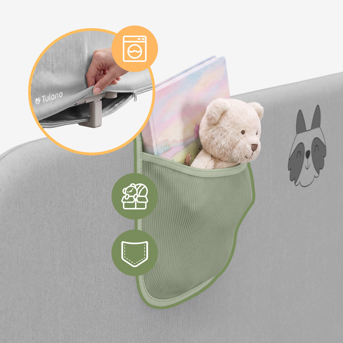 Bettgitter 120 cm Cover 50 Grey