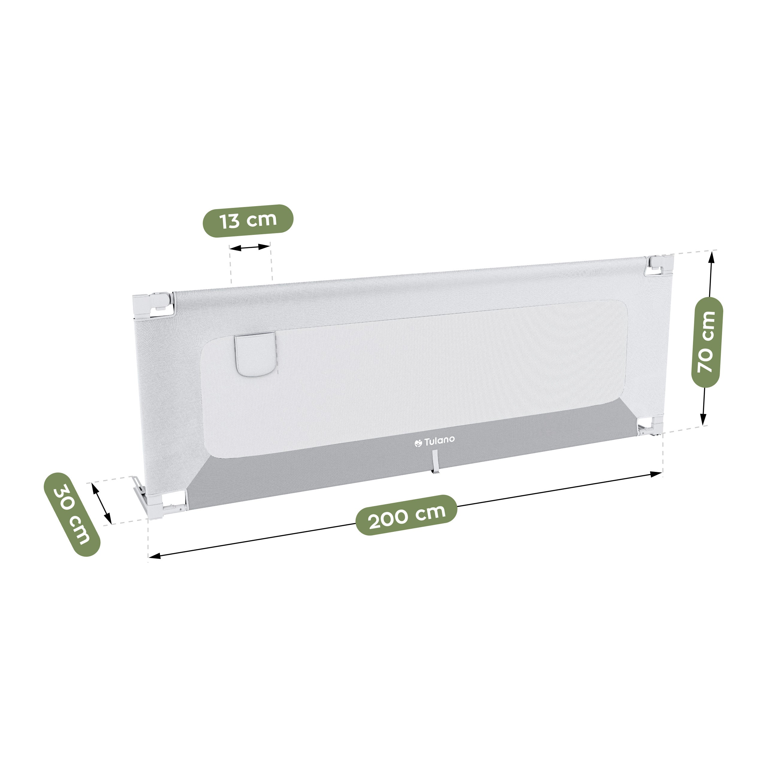 Bettschutzgitter Tulano Cover 40 Weiß-Grau 200cm 