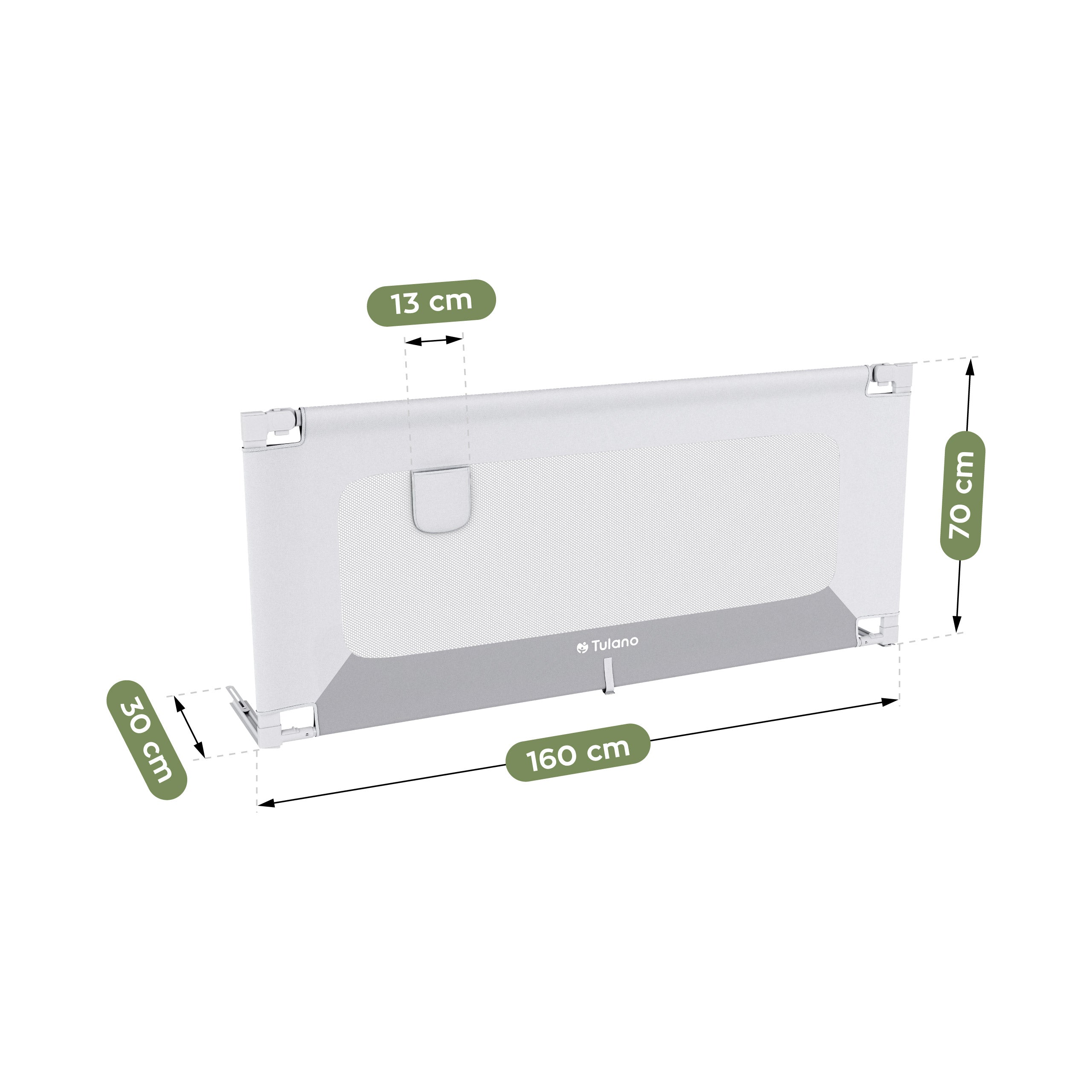 Bettschutzgitter Tulano Cover 46 Weiß-Grau 160cm 