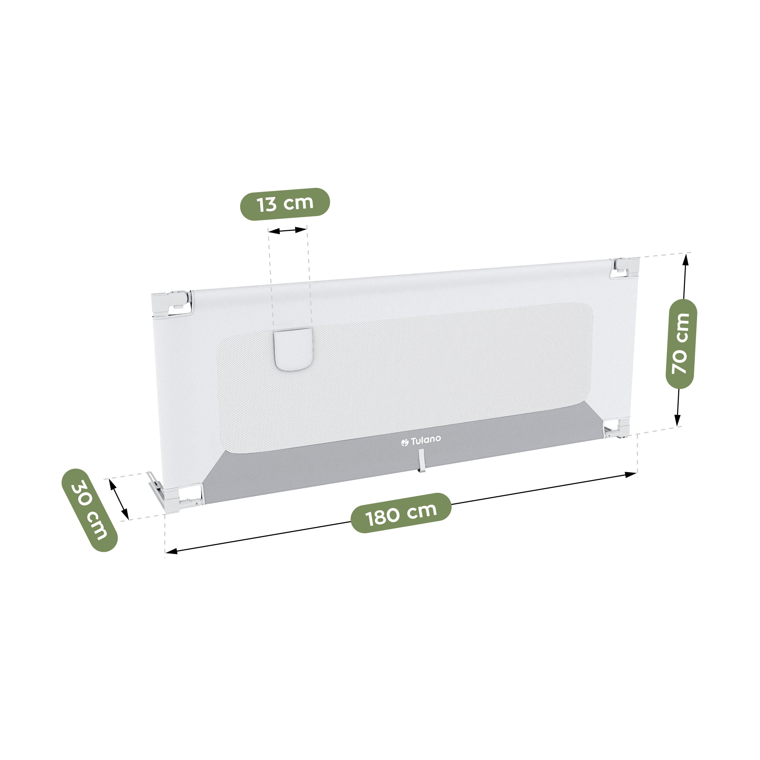 Bettschutzgitter Tulano Cover 48 Weiß-Grau 180cm 