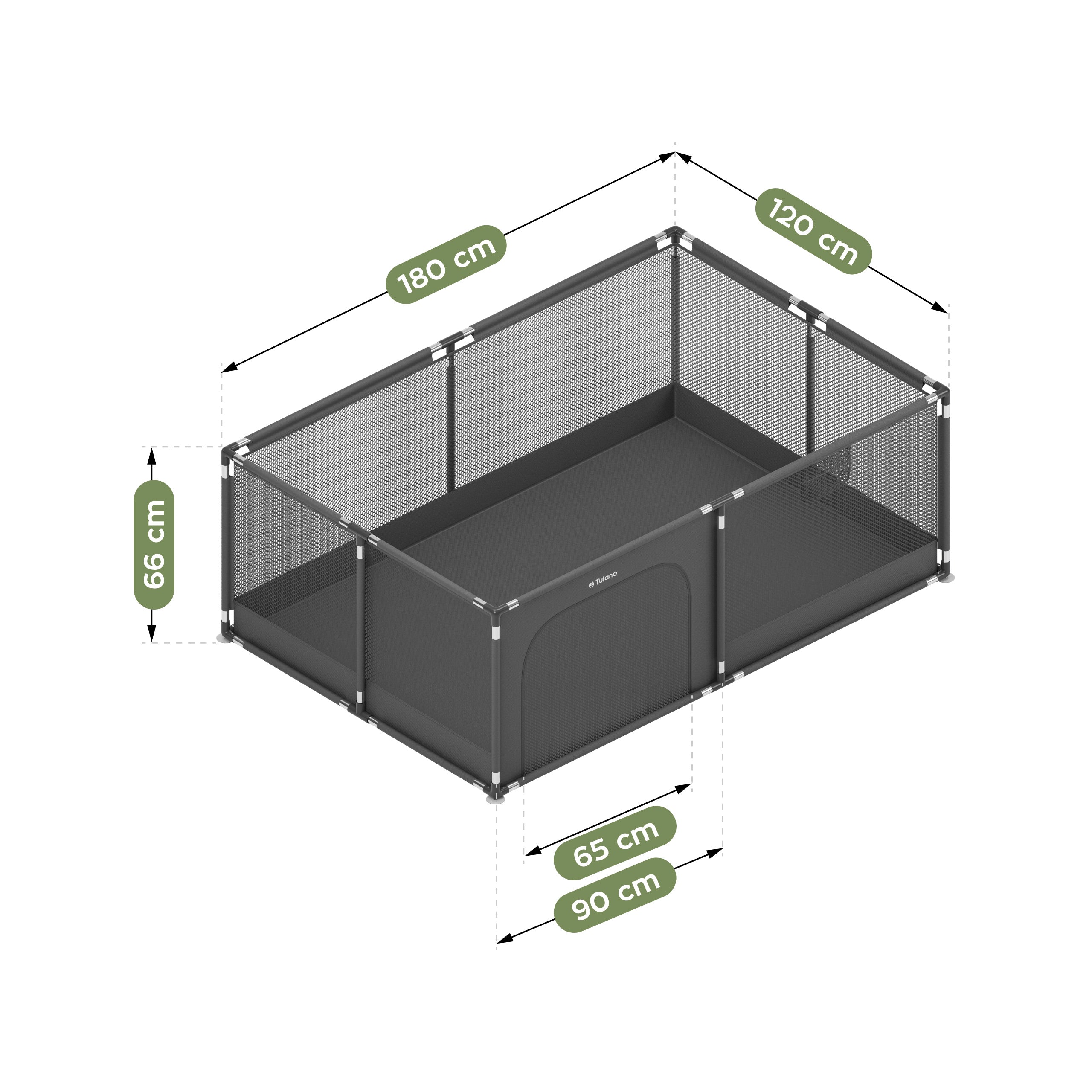 Tulano Cozy 22 Graphit Kinderlaufstall - 180 cm 