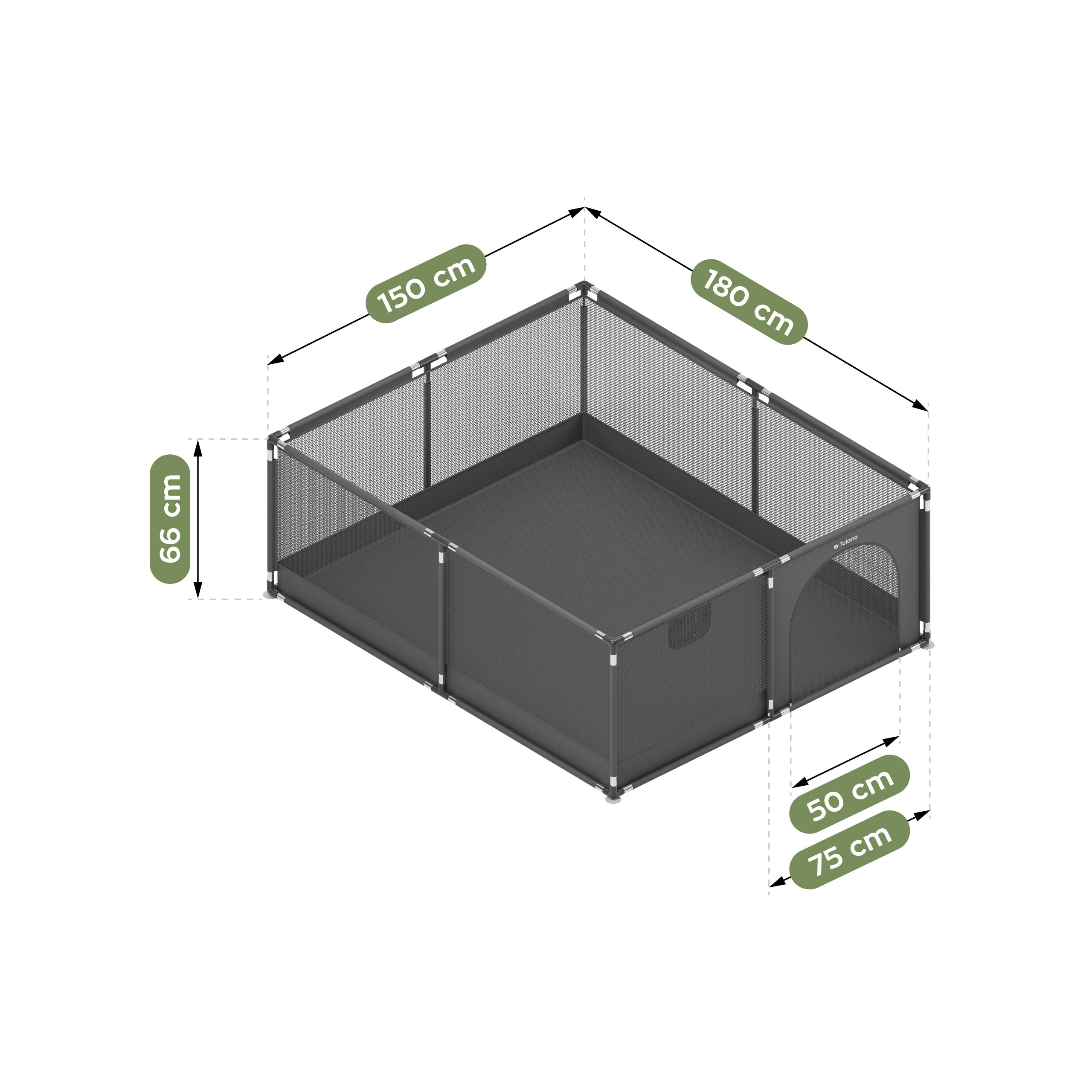 Tulano Cozy 25 Graphit Kinderlaufstall - 150 cm 