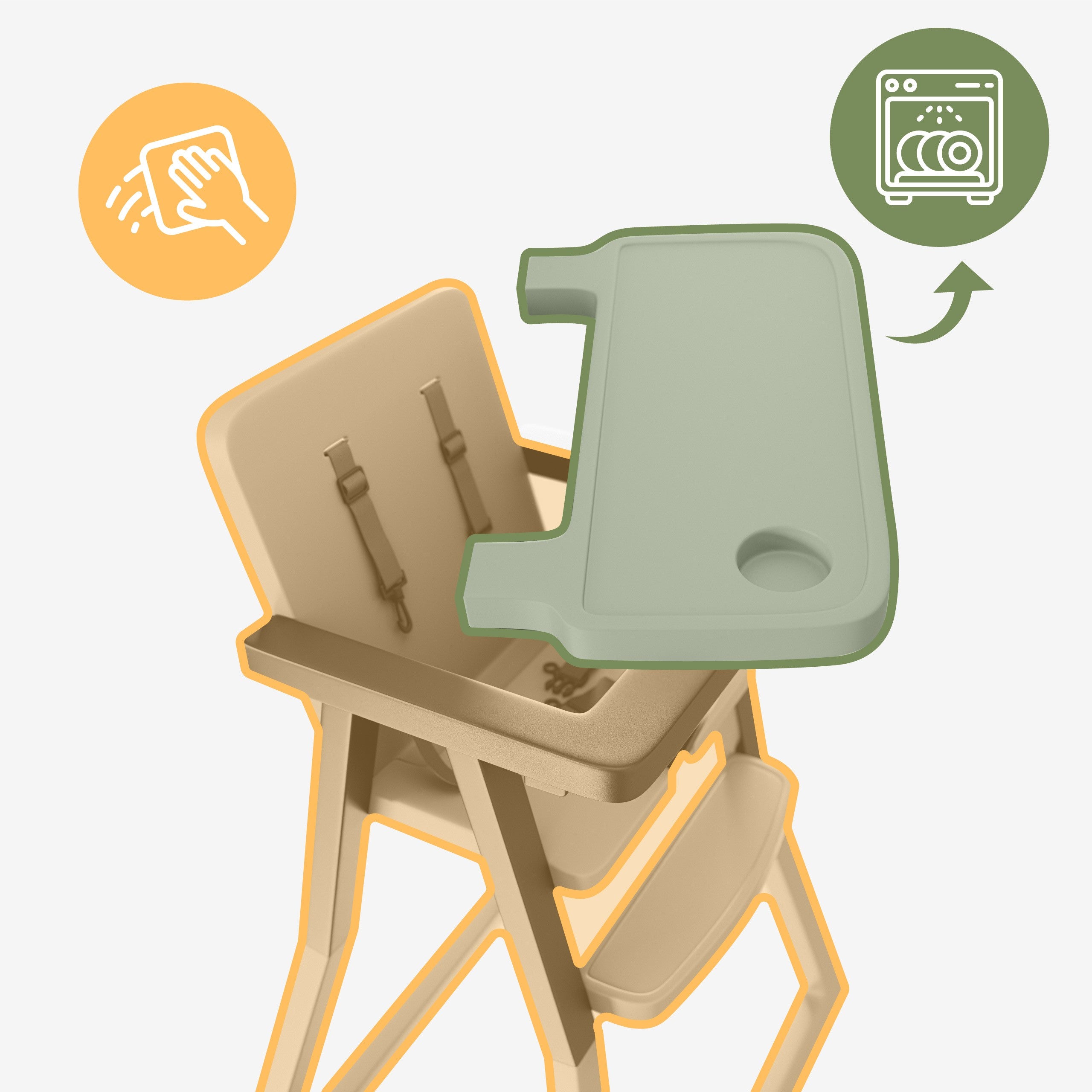 Tulano Morsel 25 Grau-Schwarzer Kunststoff-Hochstuhl 