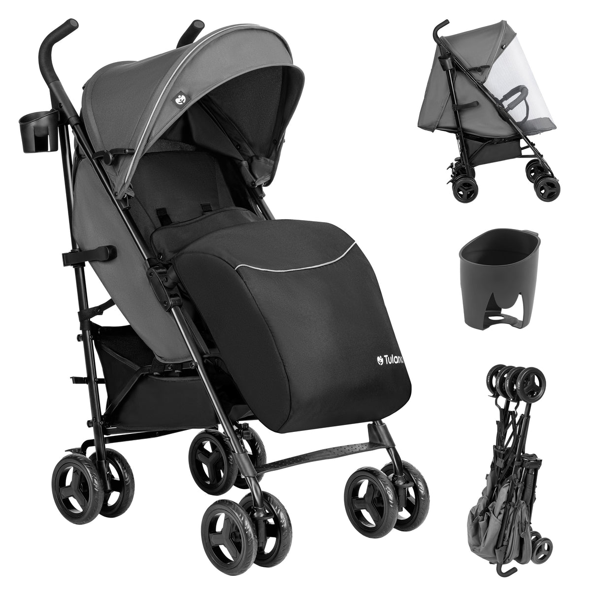 Tulano Davos 35 Kinderwagen, grau-schwarz 