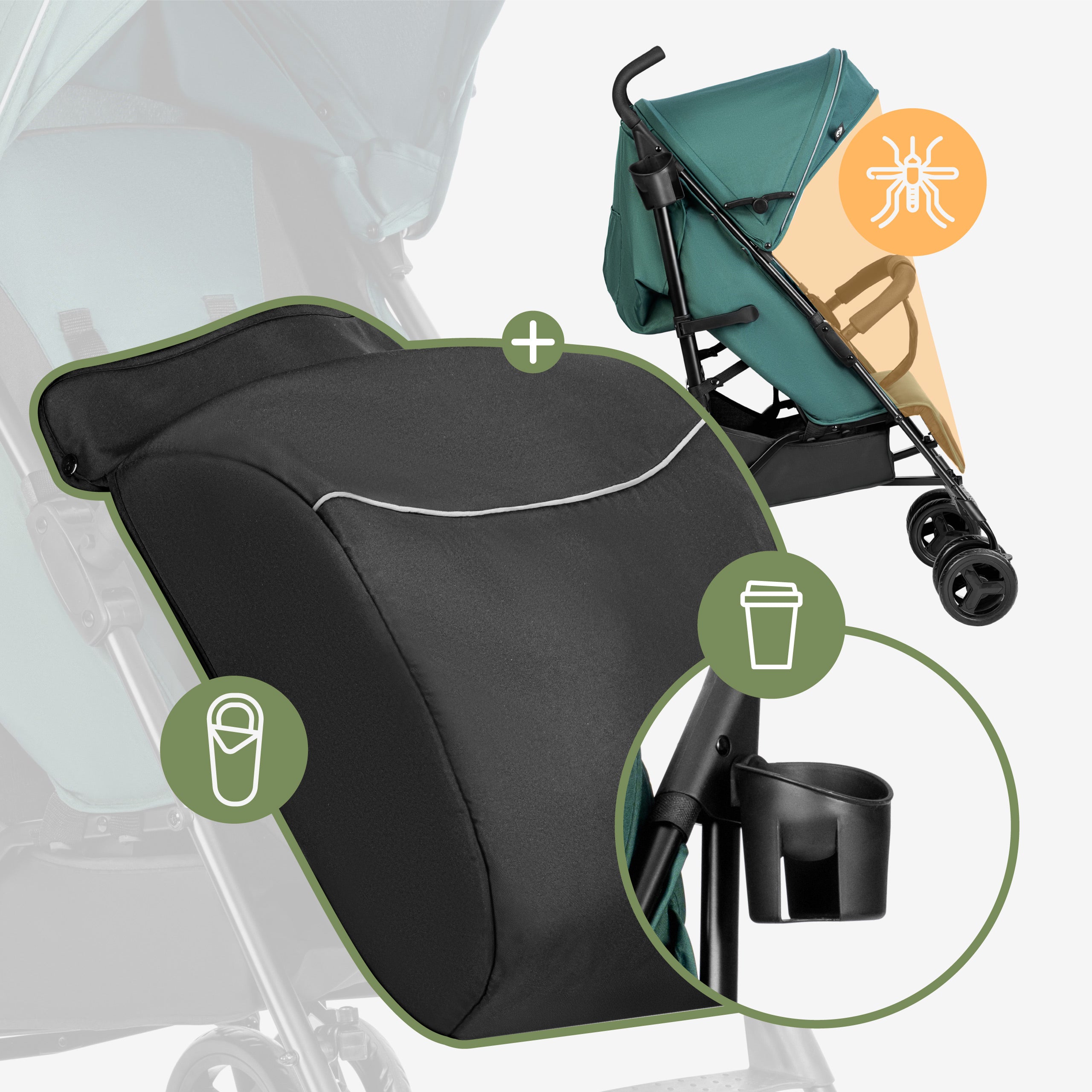 Tulano Davos 35 Grün-Schwarzer Kinderwagen 