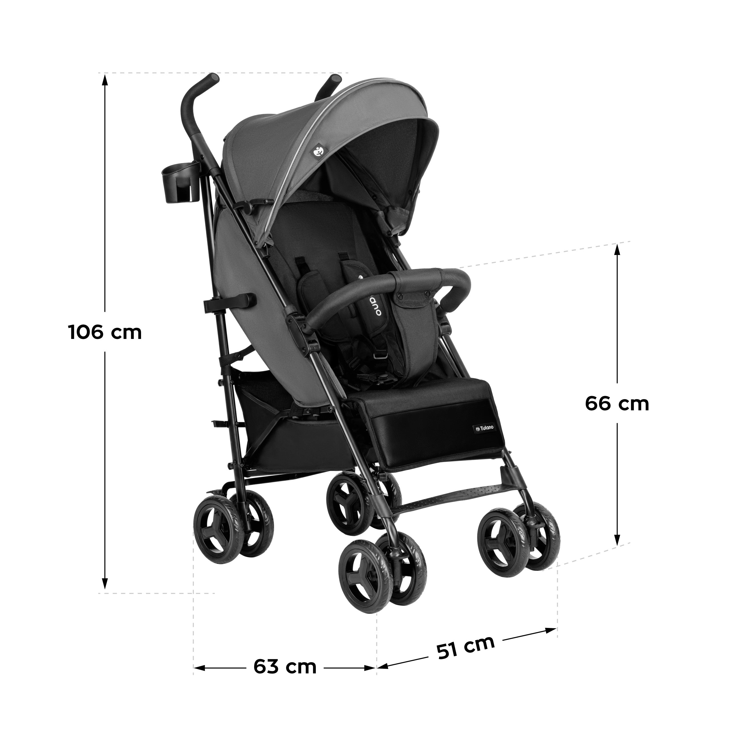 Tulano Davos 35 Kinderwagen, grau-schwarz 