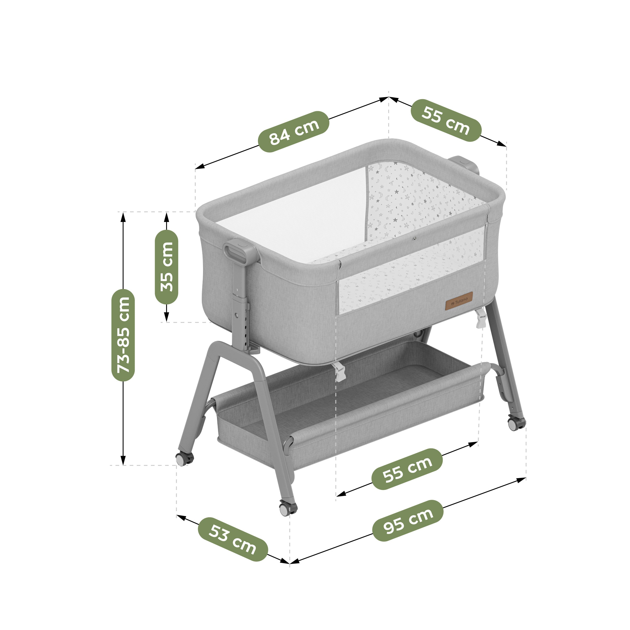 3-in-1-Reisebett Tulano Dream 50 Hell-Grau