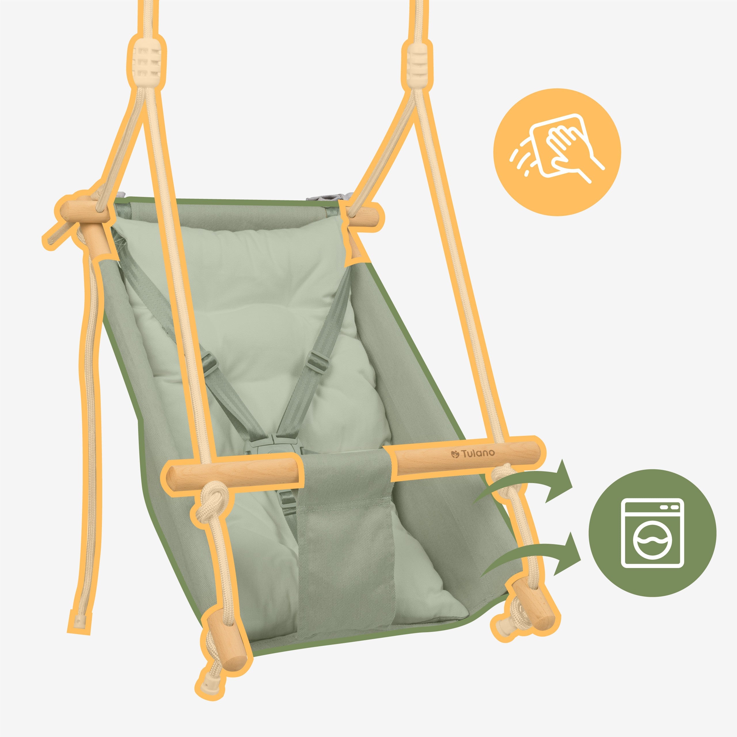TULANO Hop 40 Grau-Weiße Kinderschaukel 