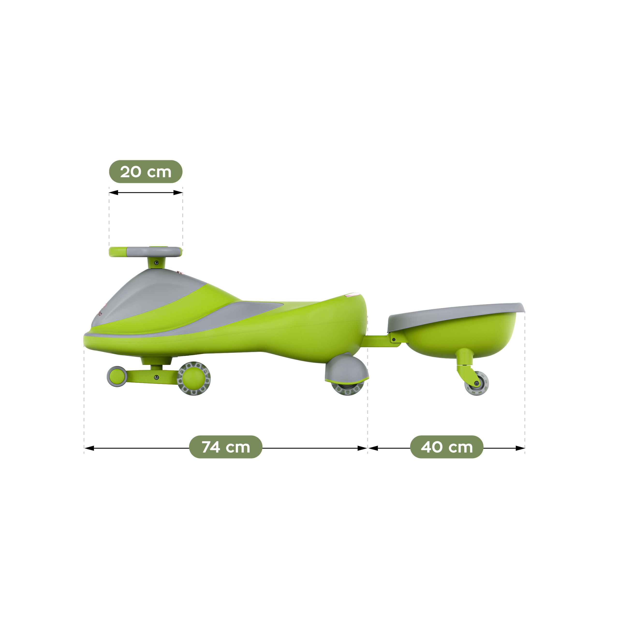 Tulano Focus 55 Grünes LED-Schwerkraft-Fahrzeug für Kinder 